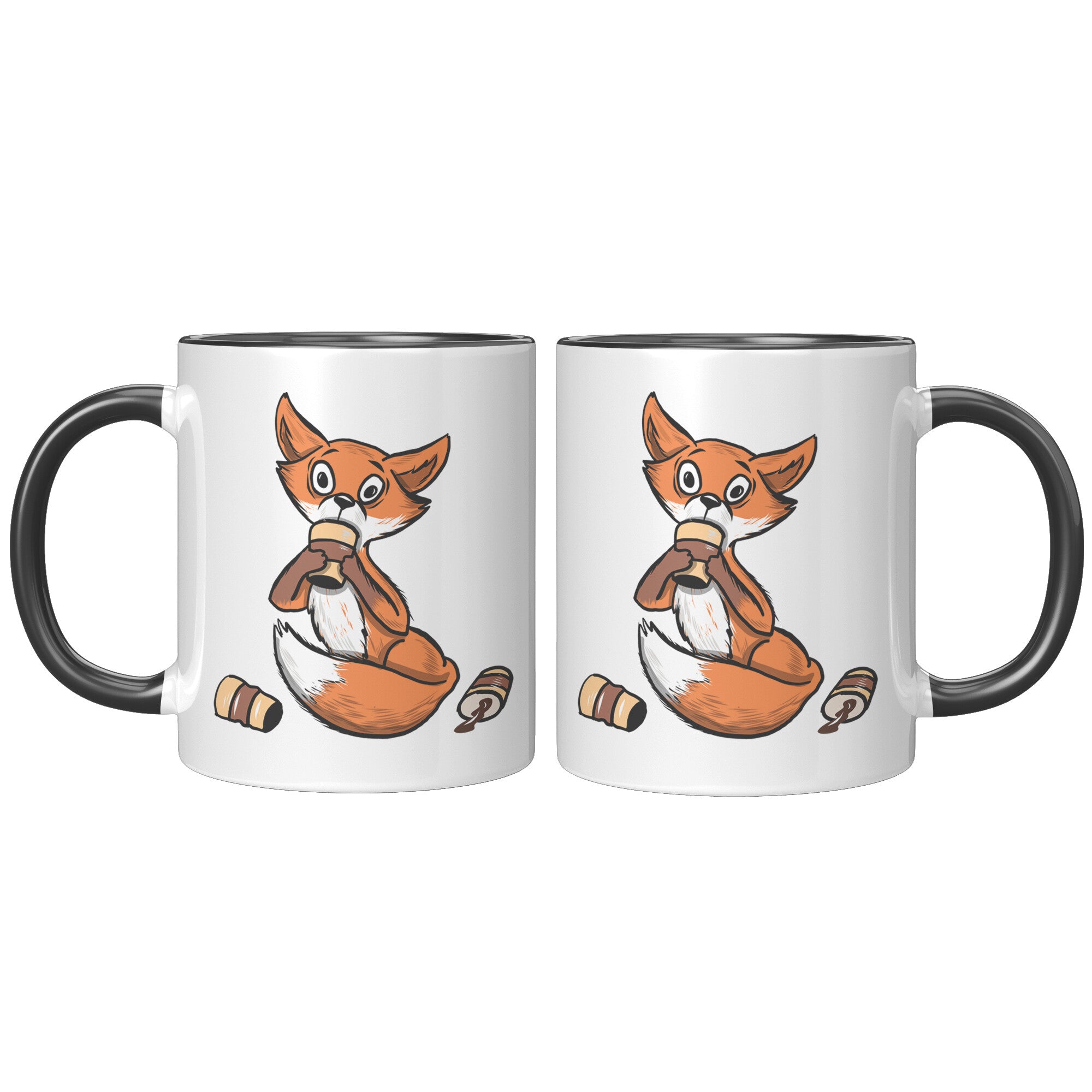 11oz Accent Mug - Fox Drinking Coffee