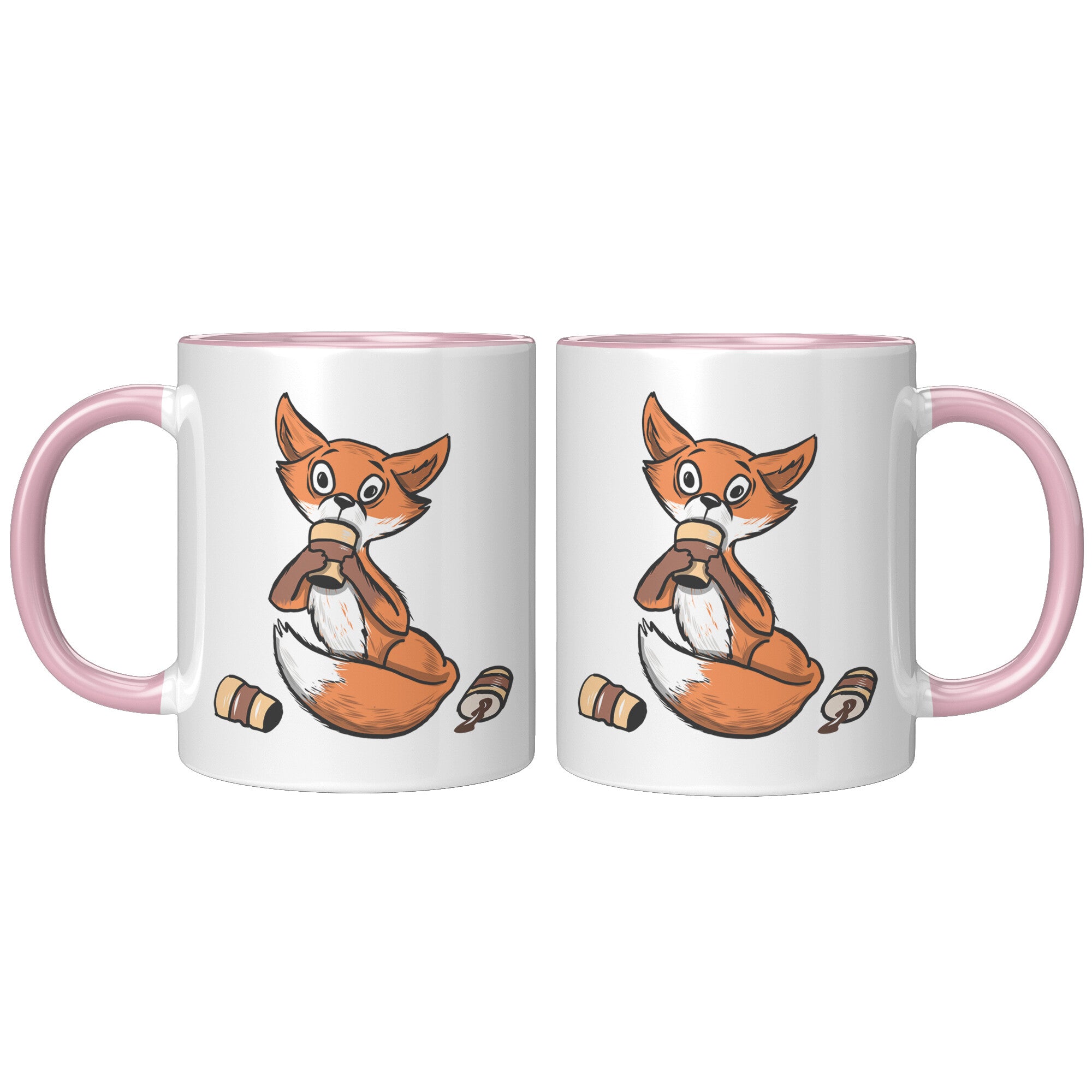 11oz Accent Mug - Fox Drinking Coffee