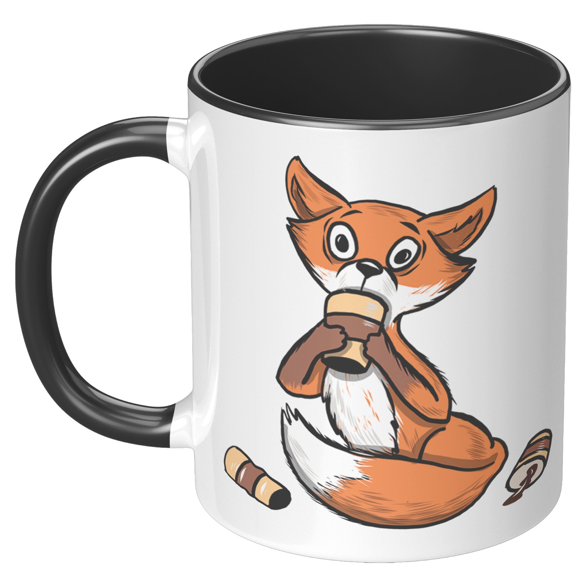 11oz Accent Mug - Fox Drinking Coffee