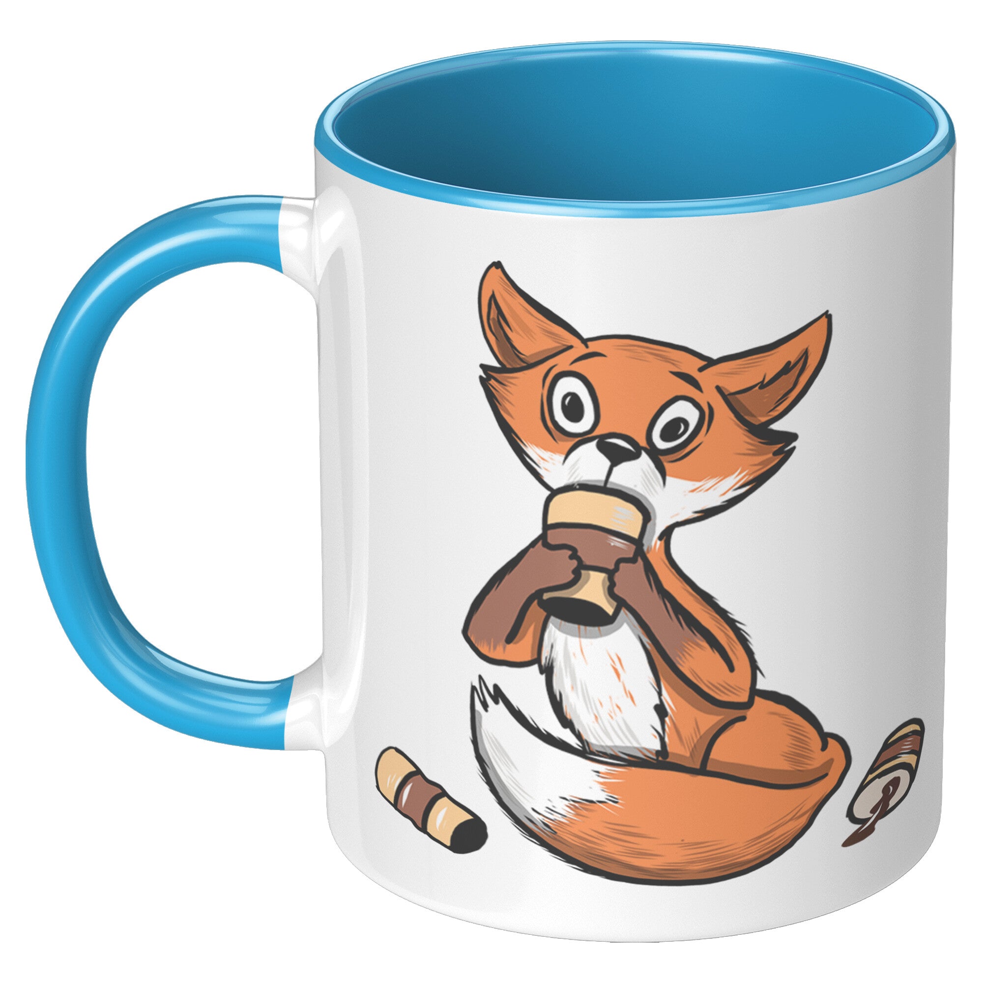 11oz Accent Mug - Fox Drinking Coffee