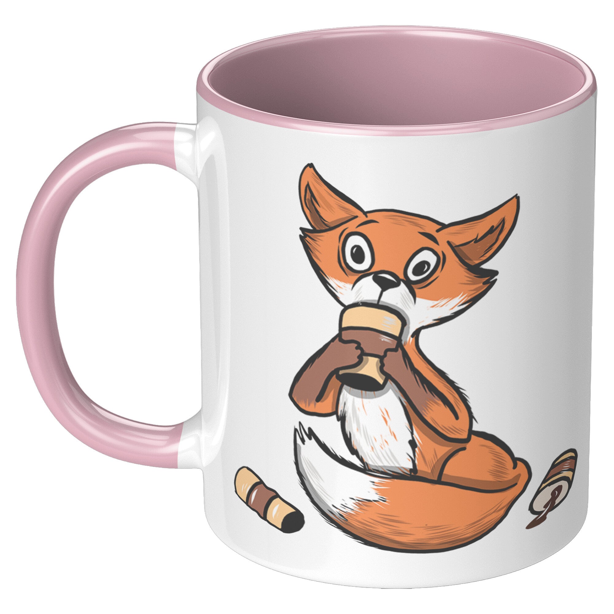 11oz Accent Mug - Fox Drinking Coffee