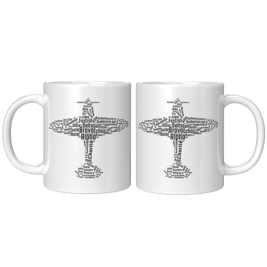 11oz White Mug - Flying Pilot Word Cloud