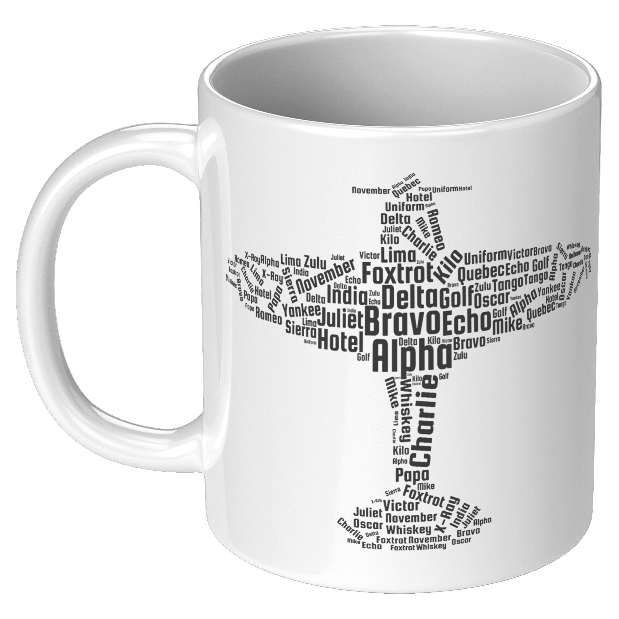 11oz White Mug - Flying Pilot Word Cloud