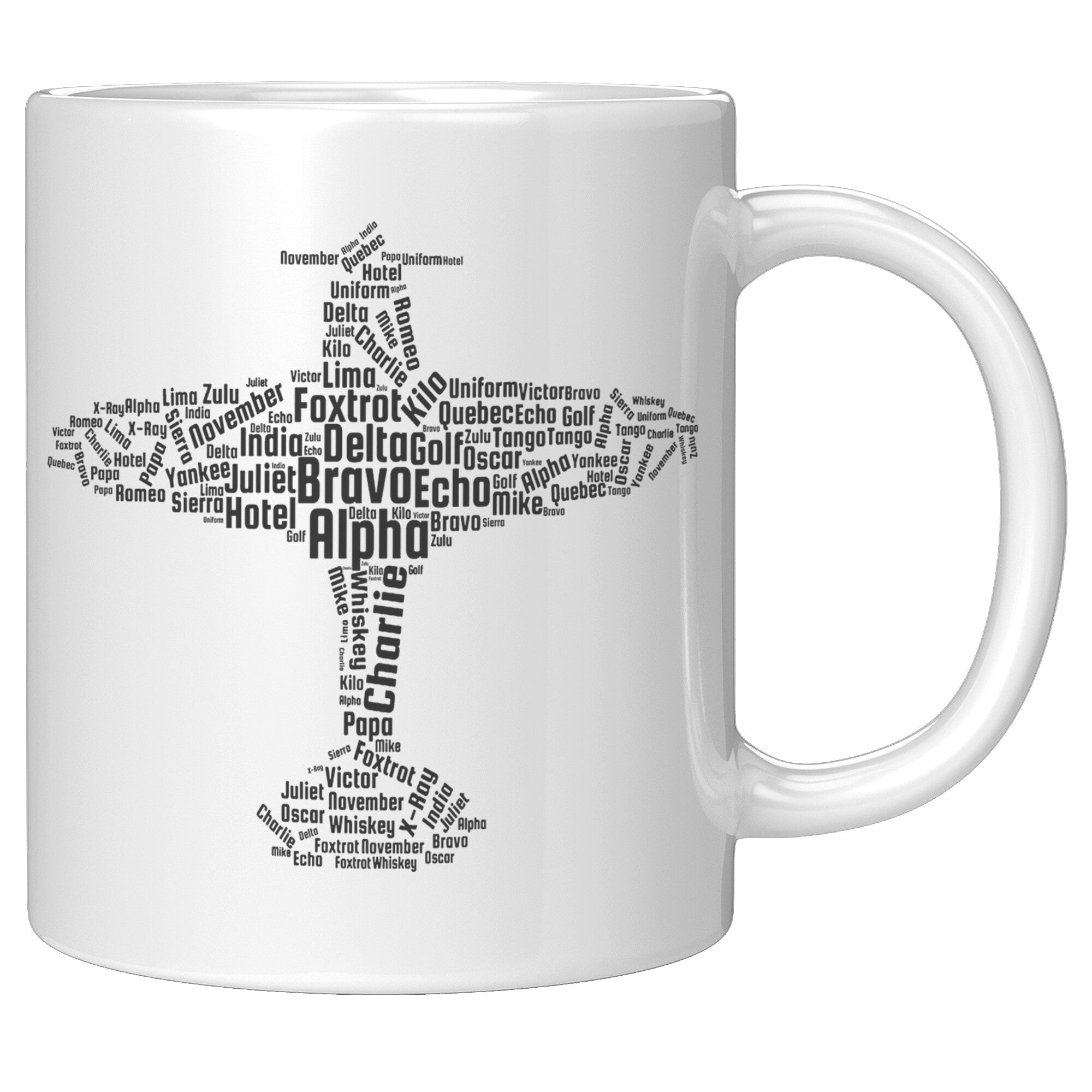 11oz White Mug - Flying Pilot Word Cloud