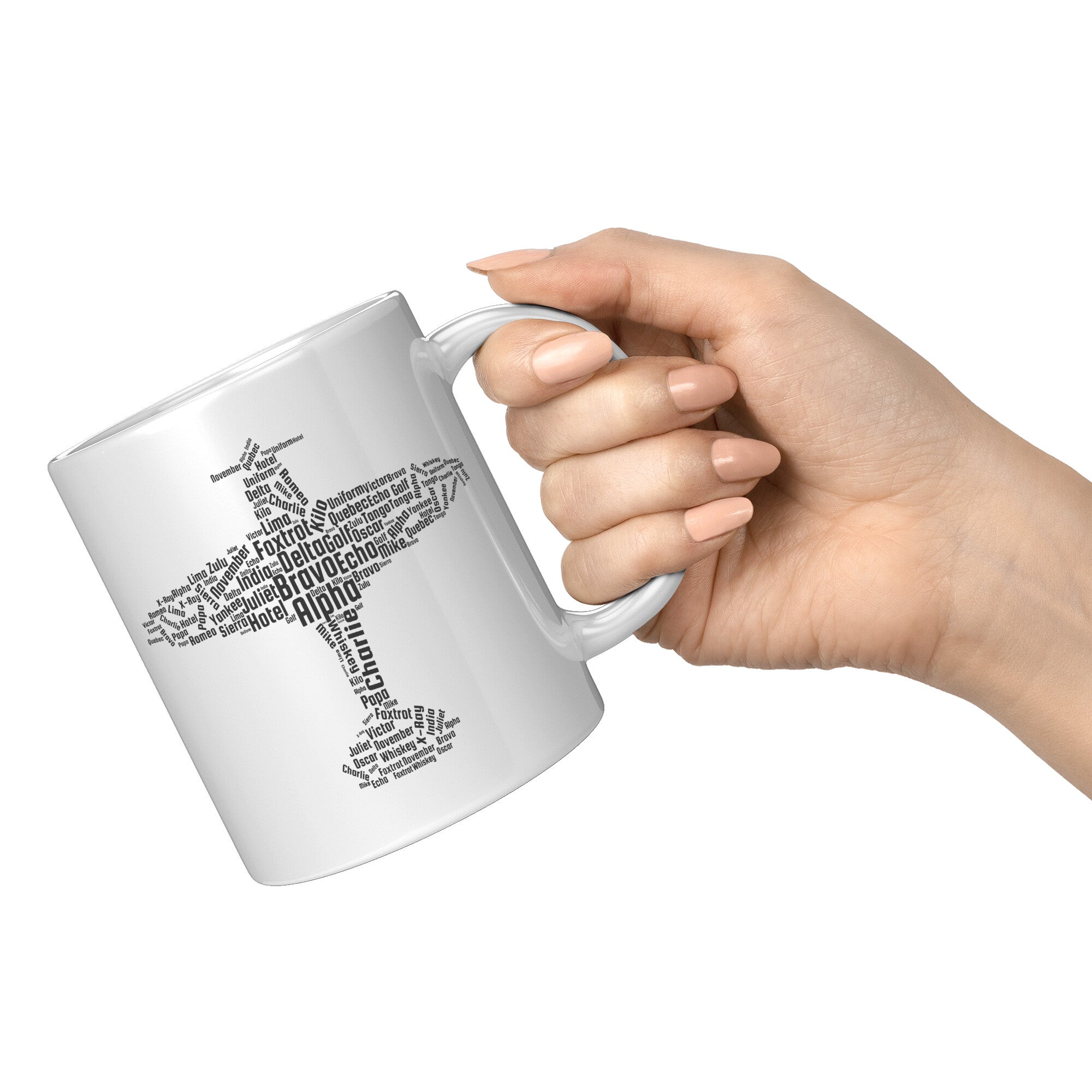 11oz White Mug - Flying Pilot Word Cloud