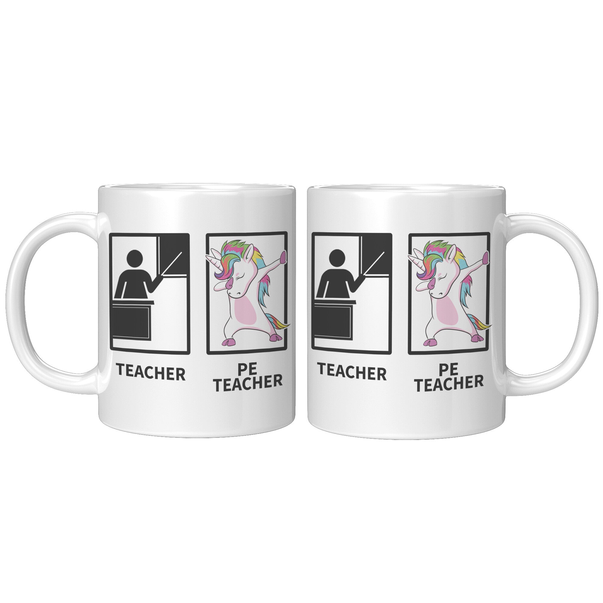 11oz White Mug - PE Teacher Unicorn