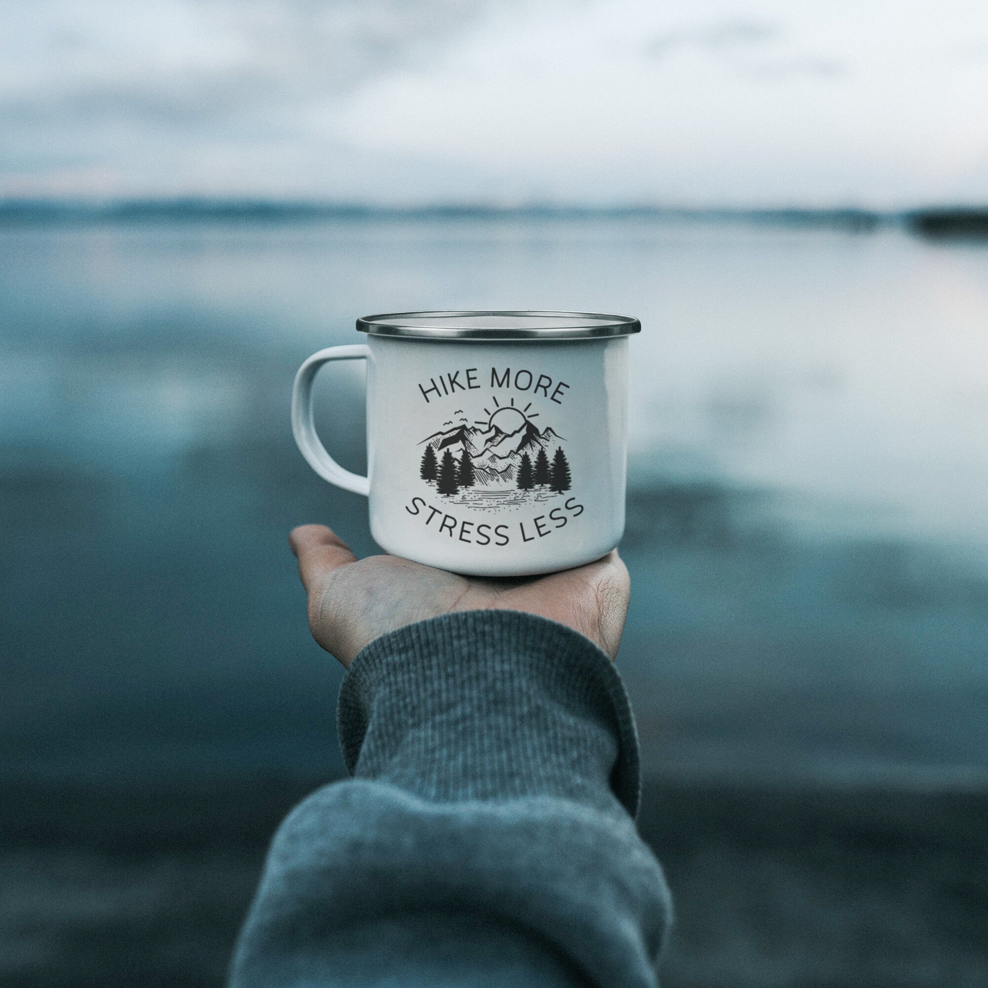 12oz Camping Mug - Hike More Stress Less