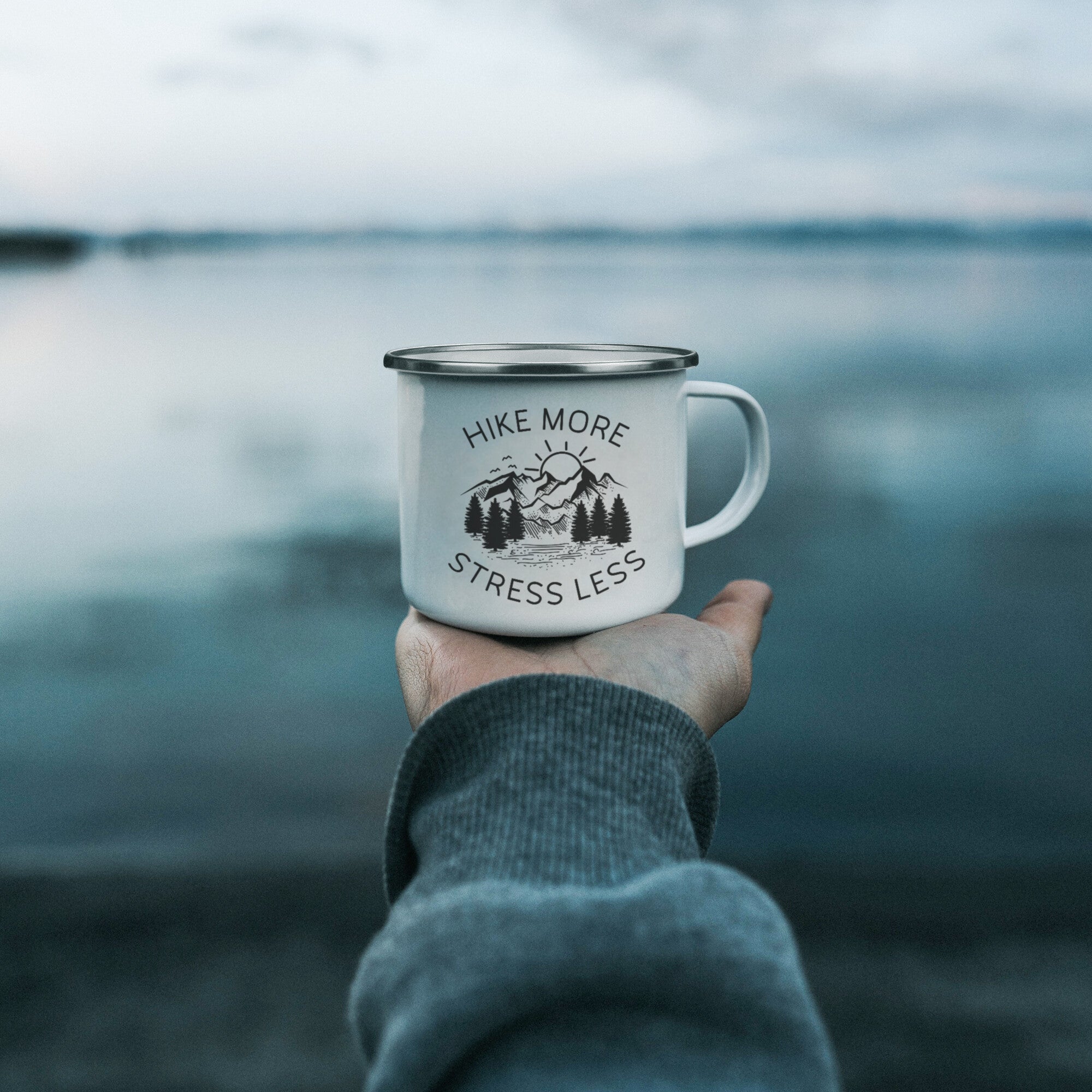 12oz Camping Mug - Hike More Stress Less