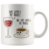 White 11oz Mug - Wine Coffee Love Me More