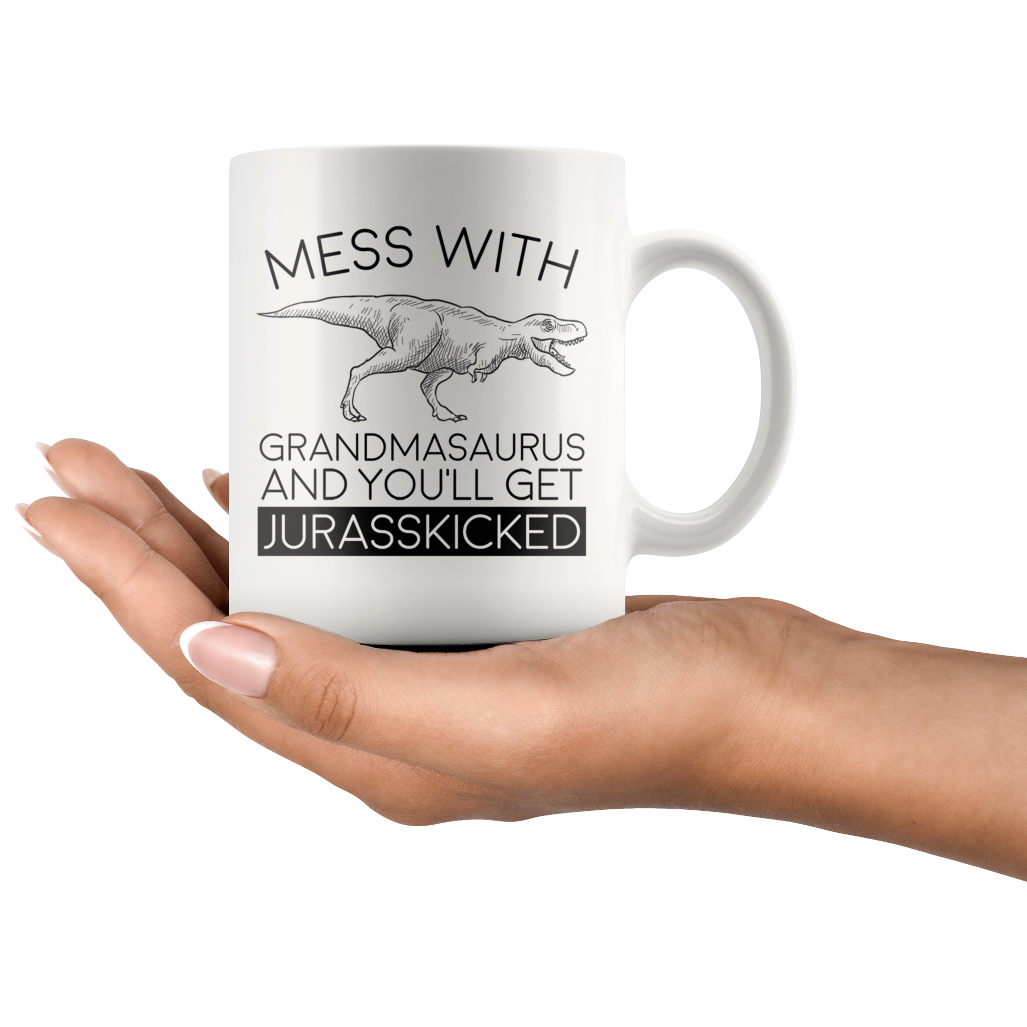 White Mug - Grandmasaurus Jurasskicked