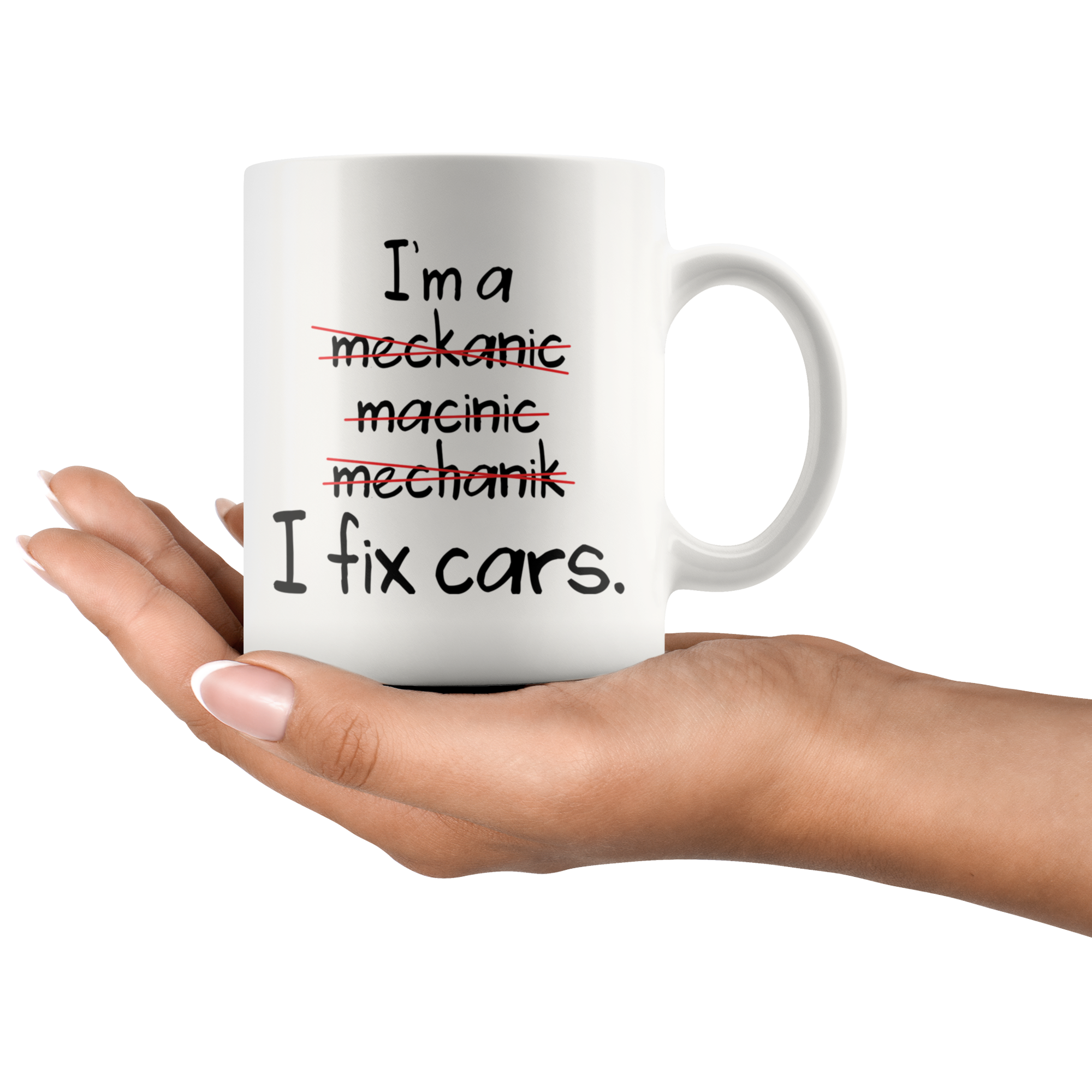 White 11oz Mug - Mechanic Spelling