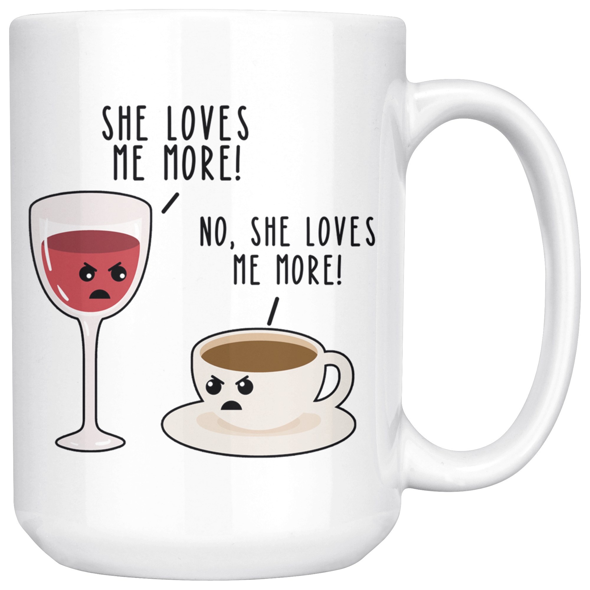 White 15oz Mug - Wine And Coffee