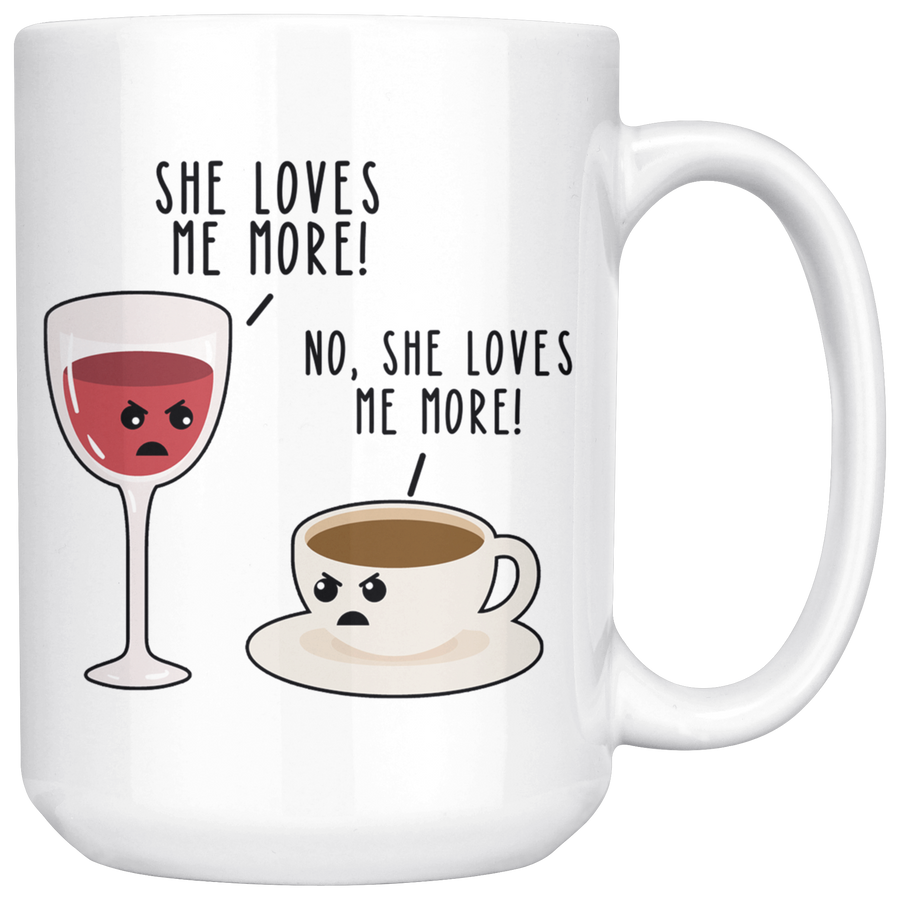 White 15oz Mug - Wine And Coffee