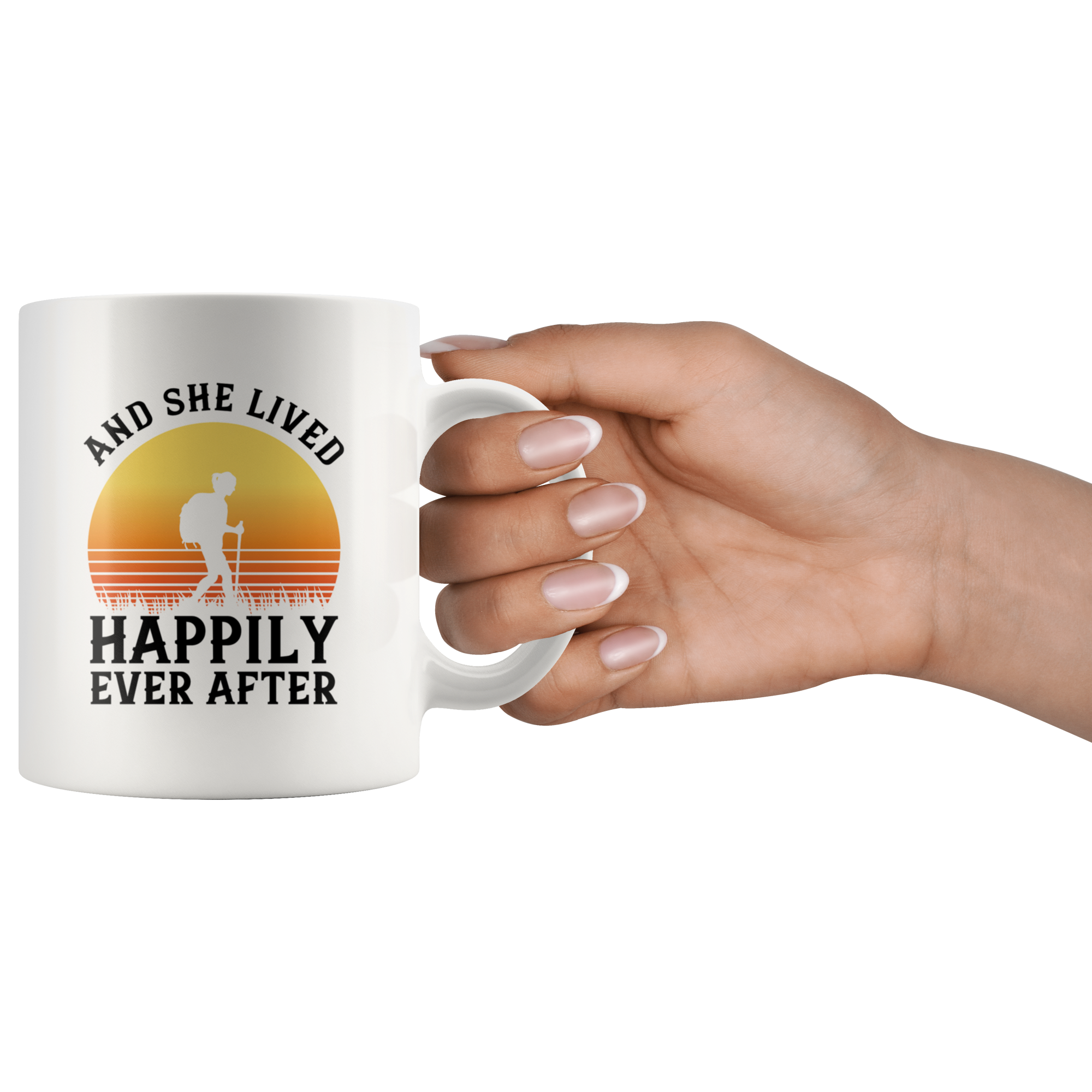 White 11oz Mug - Hiking Girl Happily Ever After