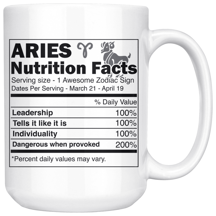 White 15oz Mug - Aries Nutrition Facts