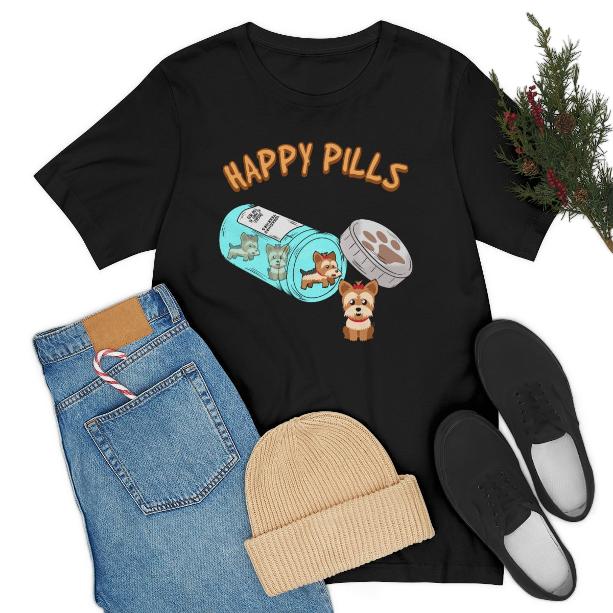 Happy Pills Yorkshire Terrier TShirtSon UK
