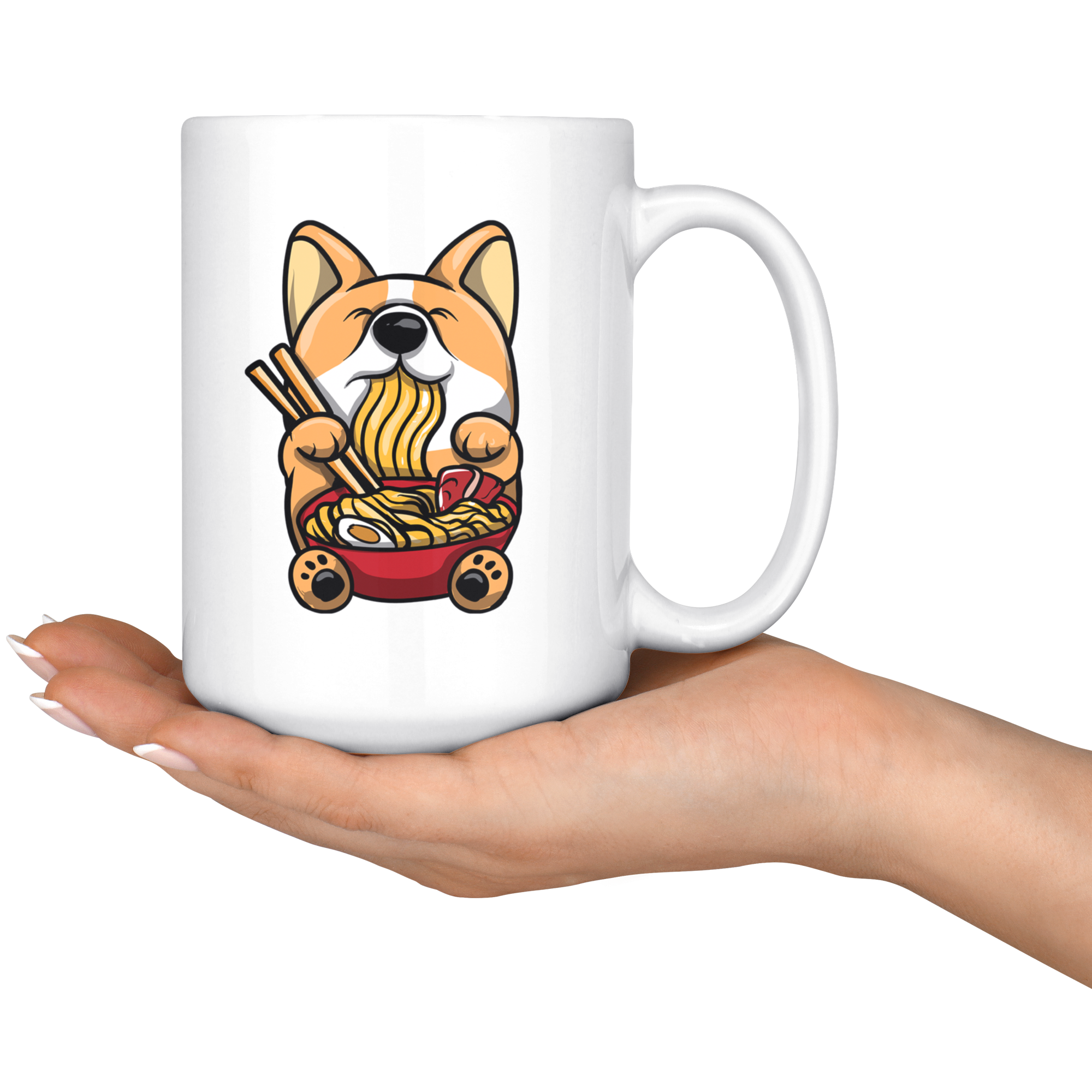 White Mugs - Corgi Ramen