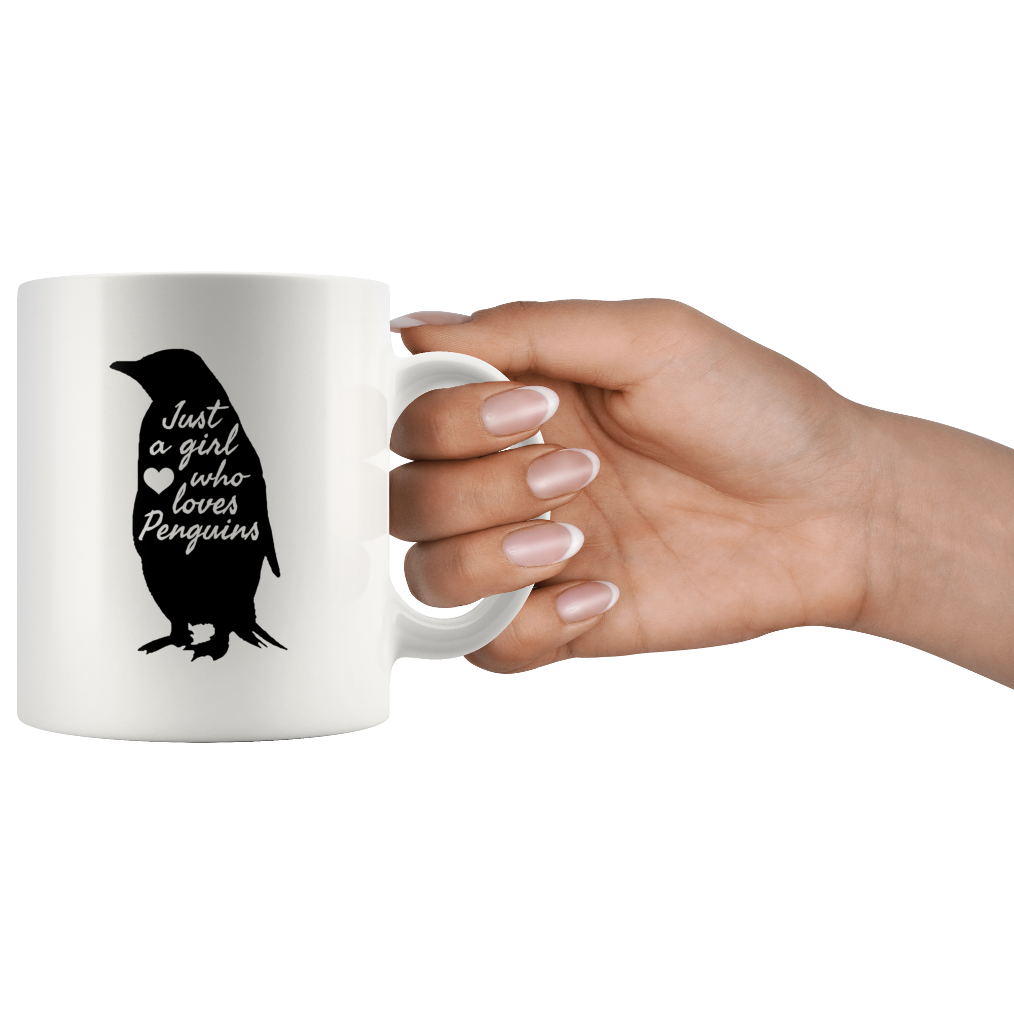 White 11oz Mug - Girl Who Loves Penguins