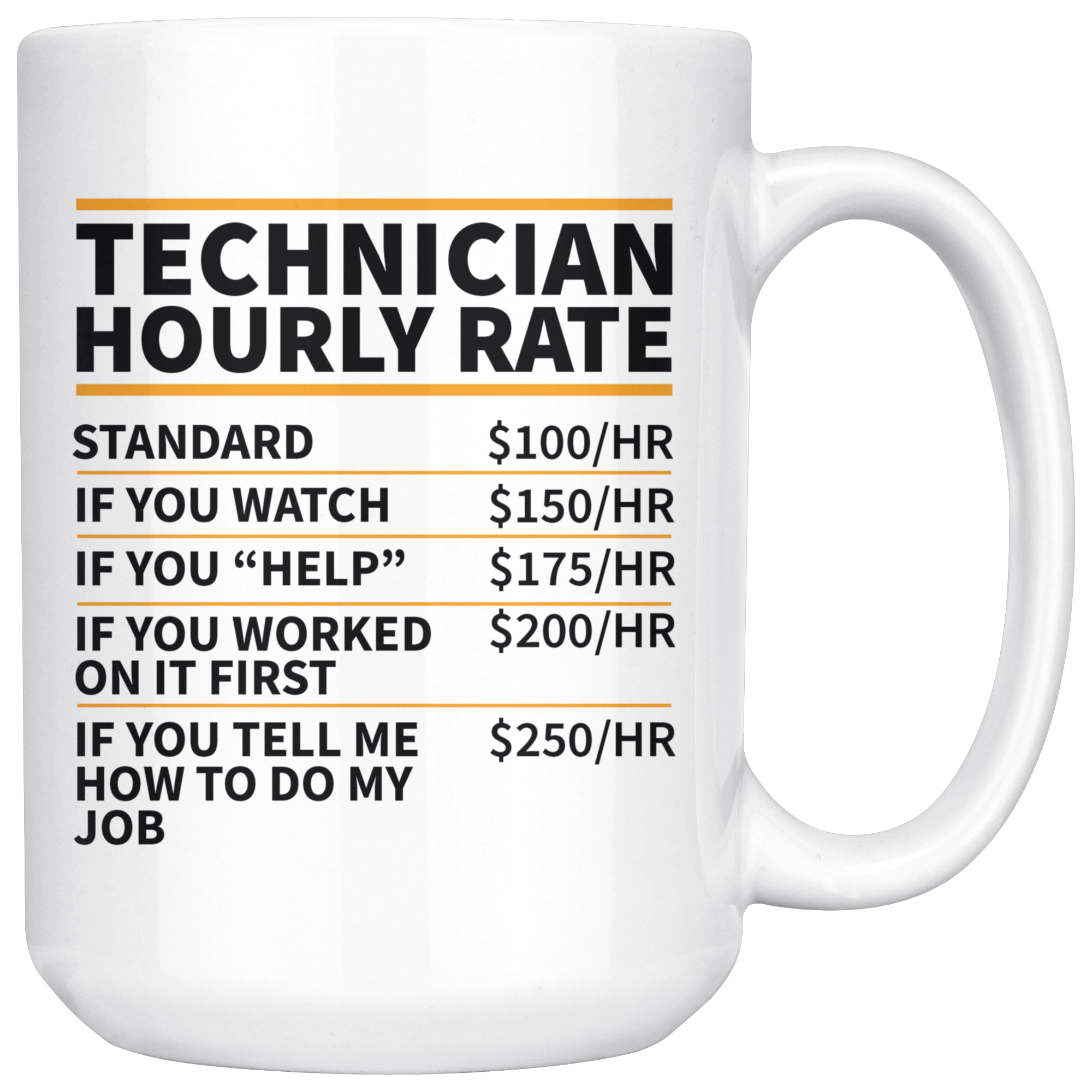White Mugs - Technician Hourly Rate