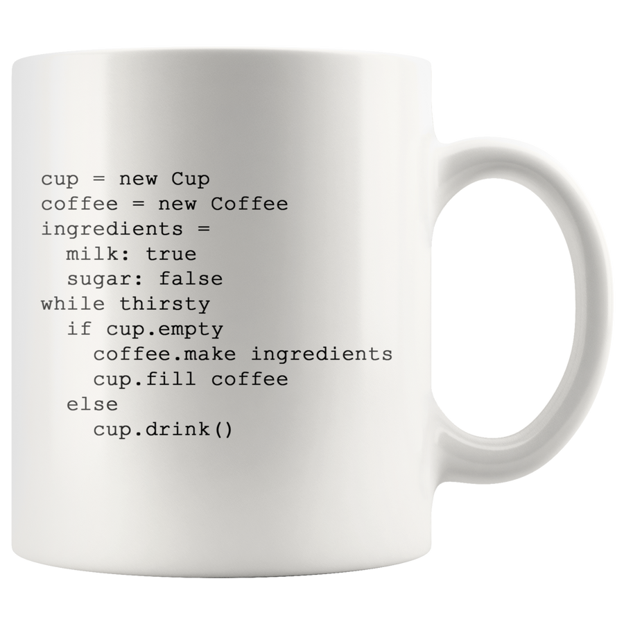 White 11oz Mug - Coding Cup New Coffee