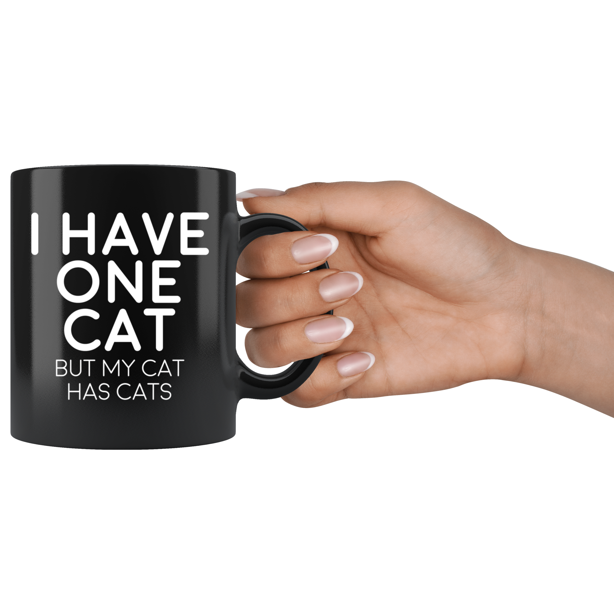 Black 11oz Mug - One Cat Has Cats