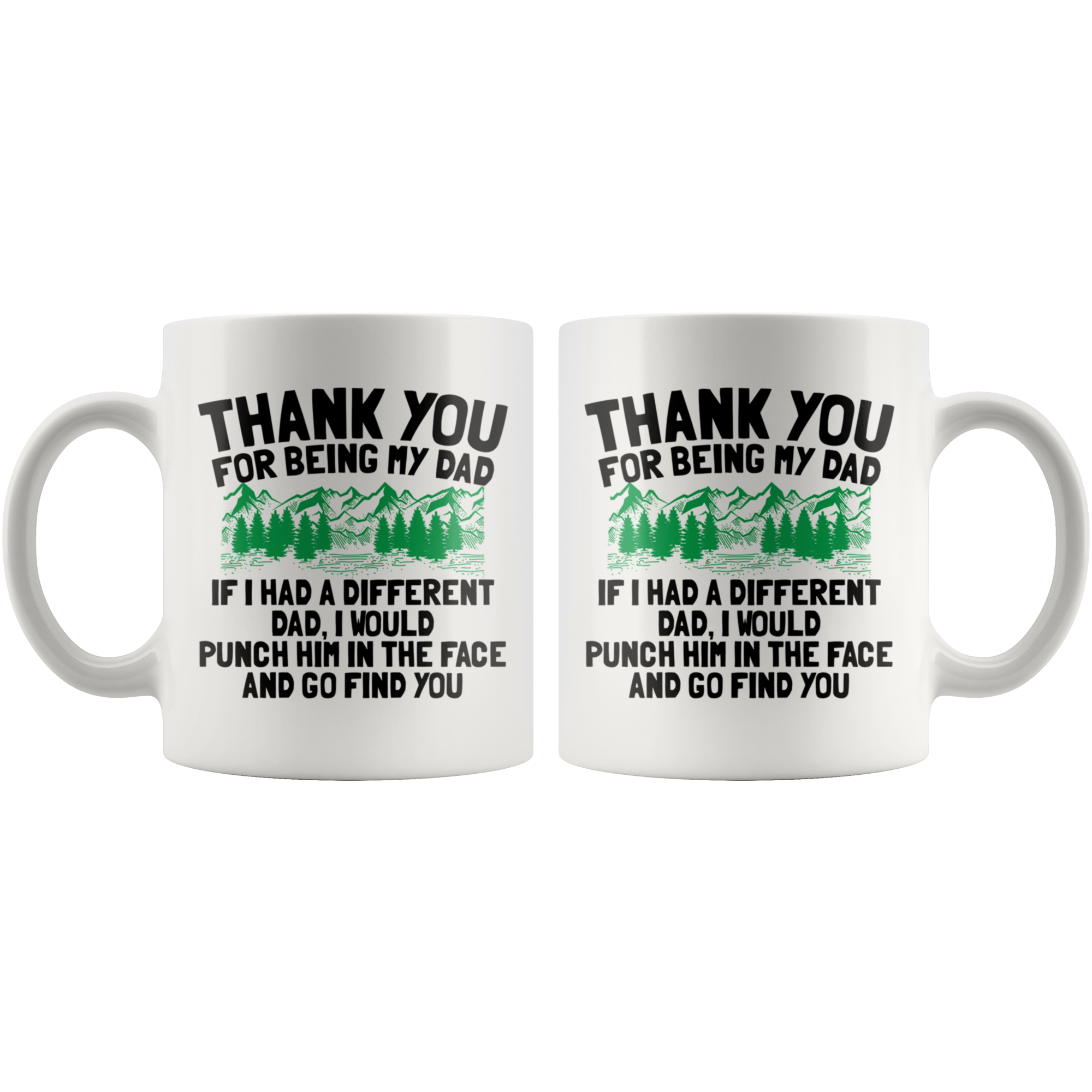 White Mugs - Thank You Dad Punch In Face