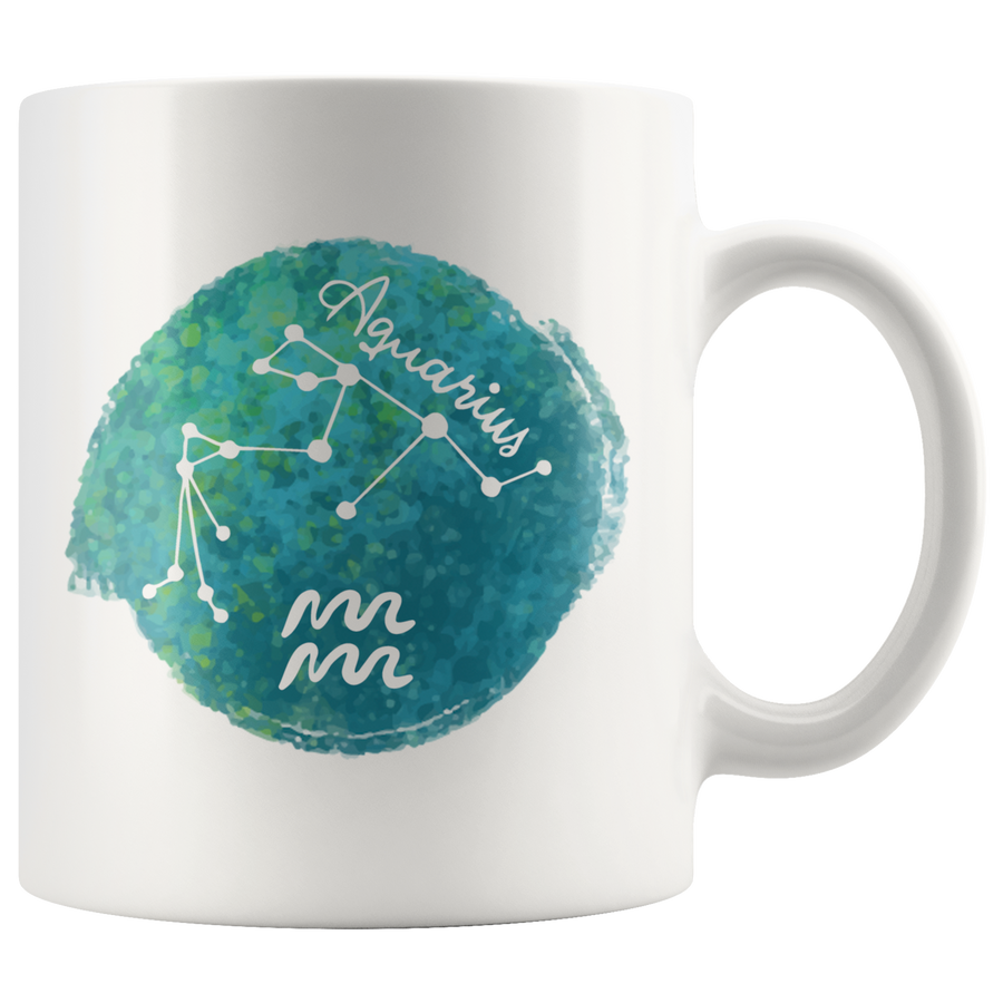 White 11oz Mug - Watercolor Aquarius