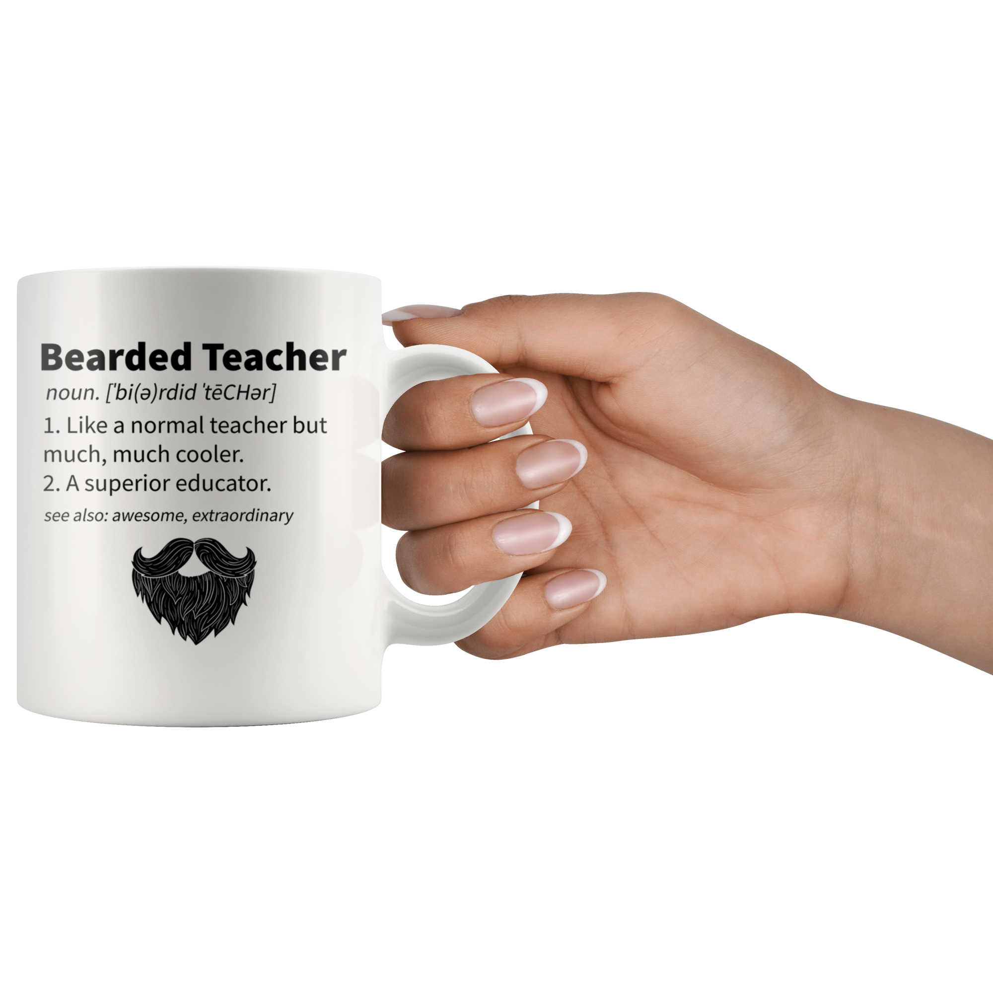 White 11oz Mug - Bearded Teacher Mug