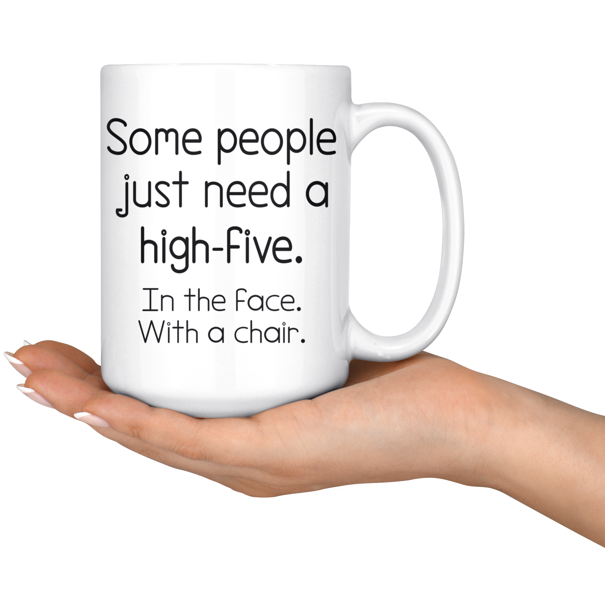 White 15oz Mug - High Five Face