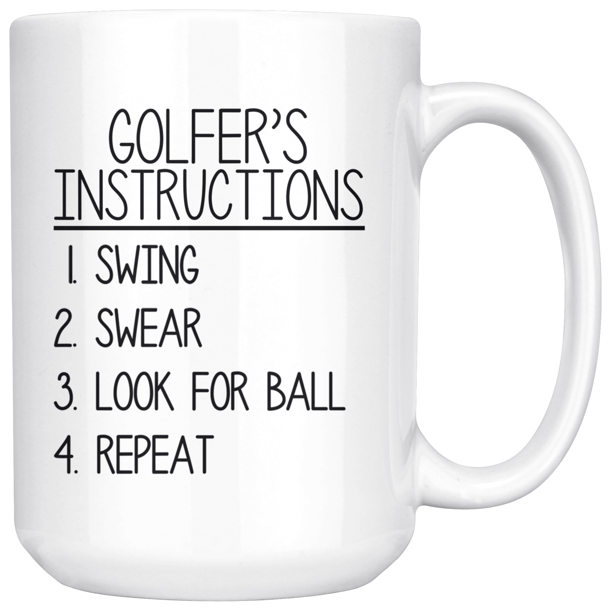 White 15oz Mug - Golfer Instructions