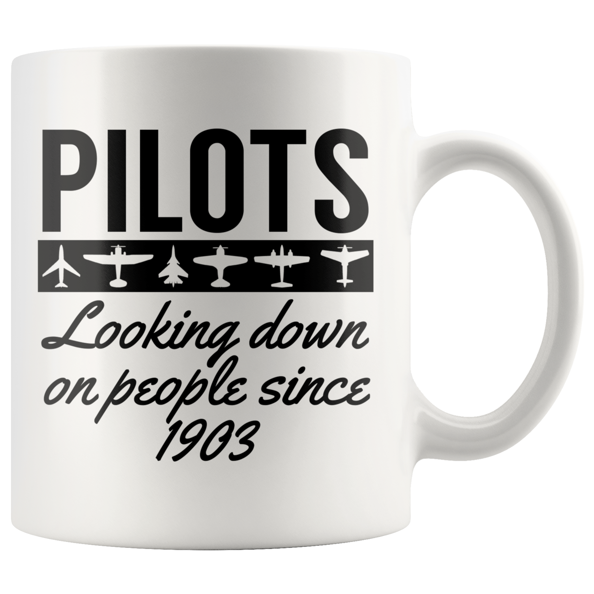 White 11oz Mug - Pilots Looking Down