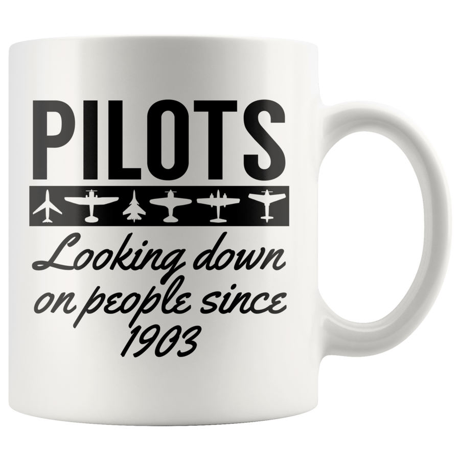 White 11oz Mug - Pilots Looking Down