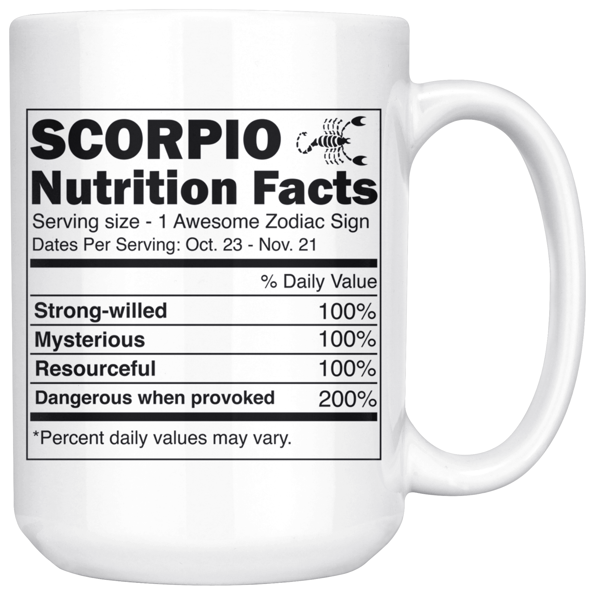 White 15oz Mug - Scorpio Zodiac Nutrition