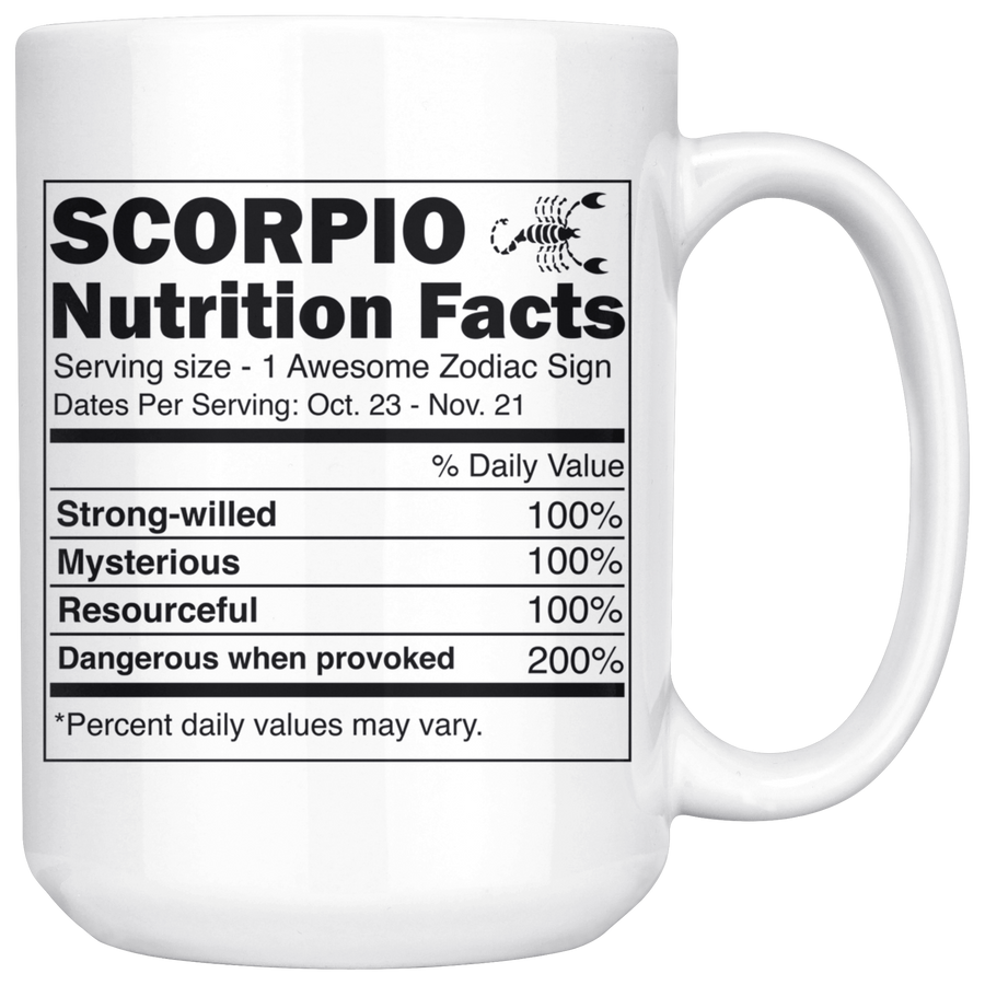 White 15oz Mug - Scorpio Zodiac Nutrition