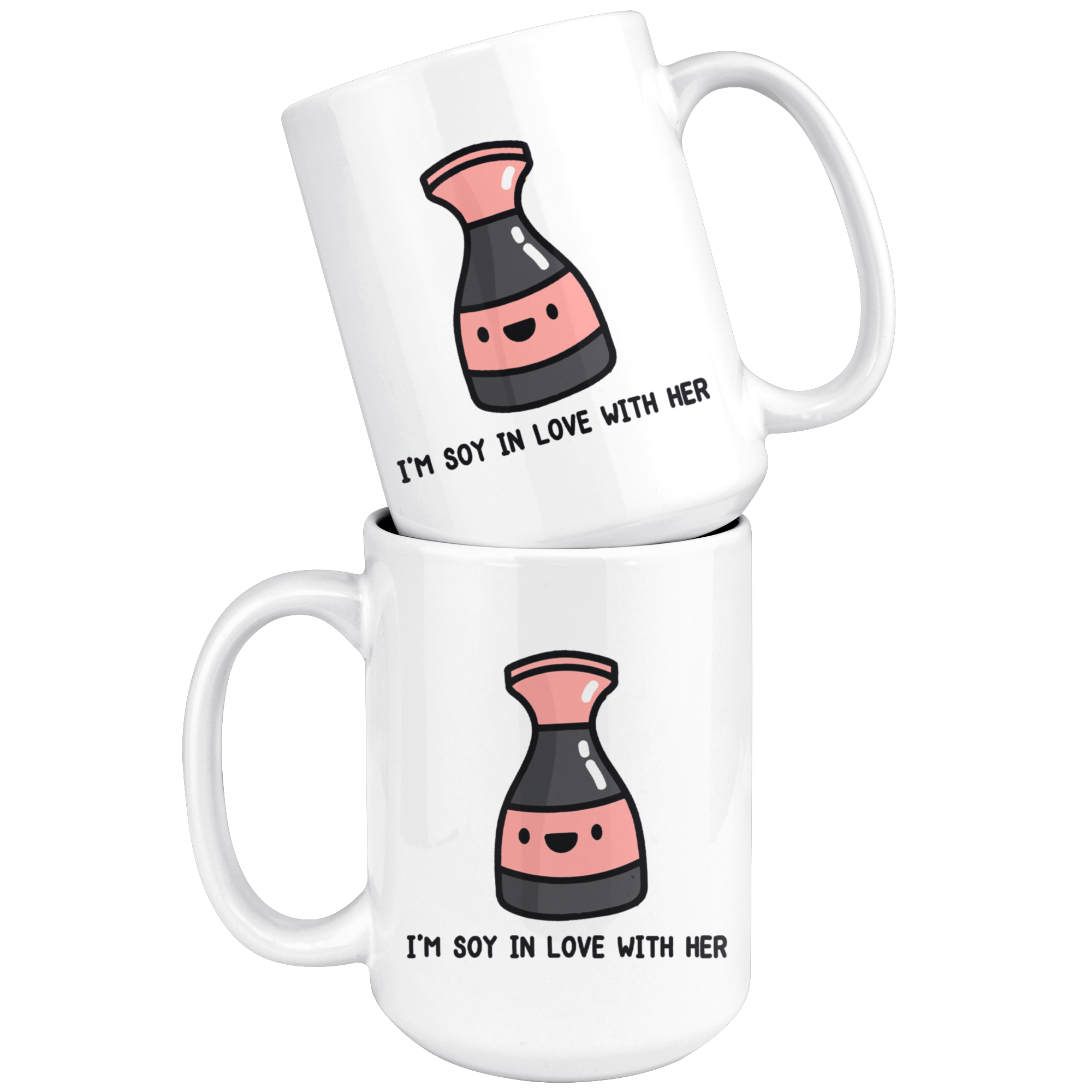 White Mugs - Sushi Matching Mugs Soy In Love