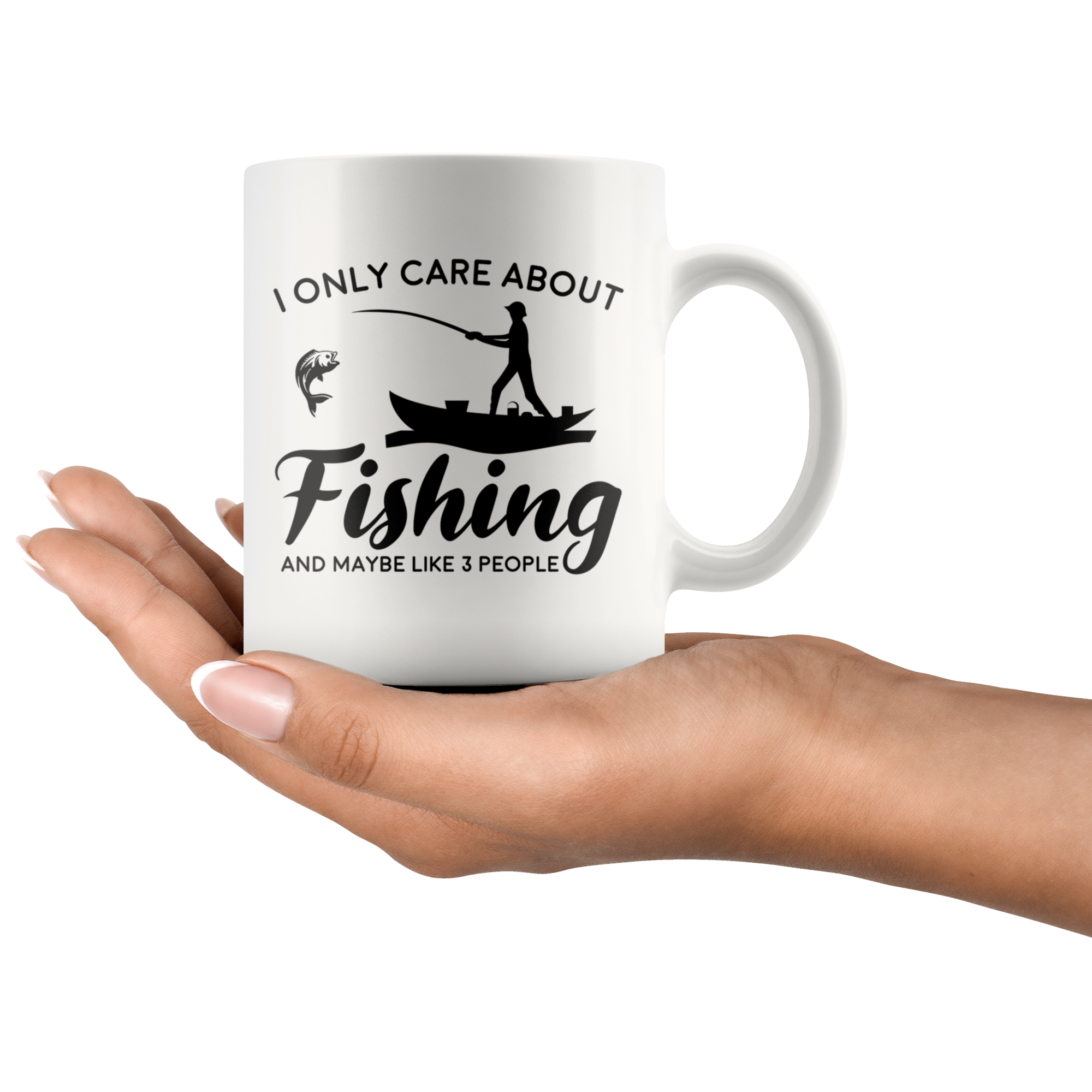 White Mugs - I Only Care About Fishing