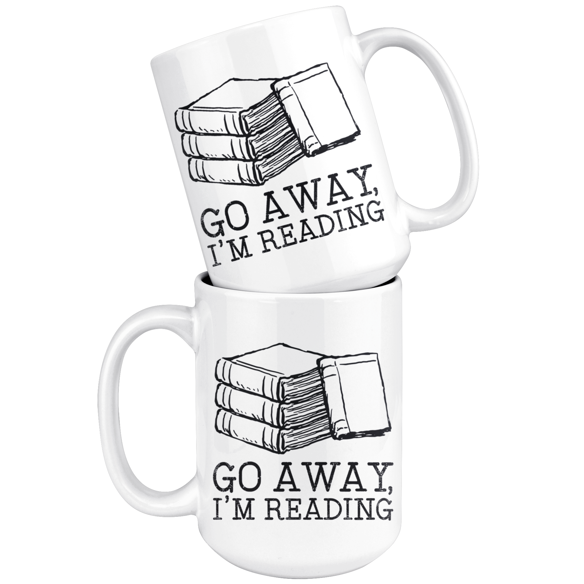 White 15oz Mug - Go Away Reading
