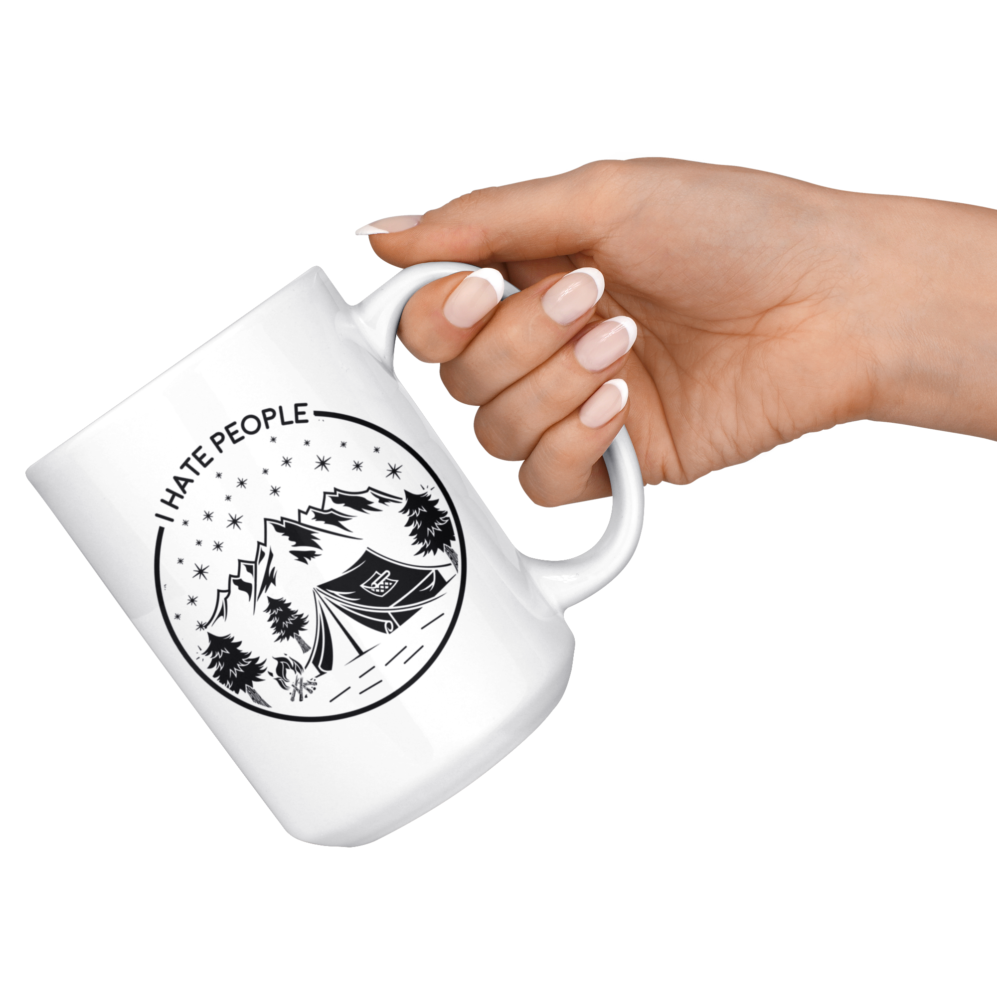 White 15oz Mug - Camping Hate People
