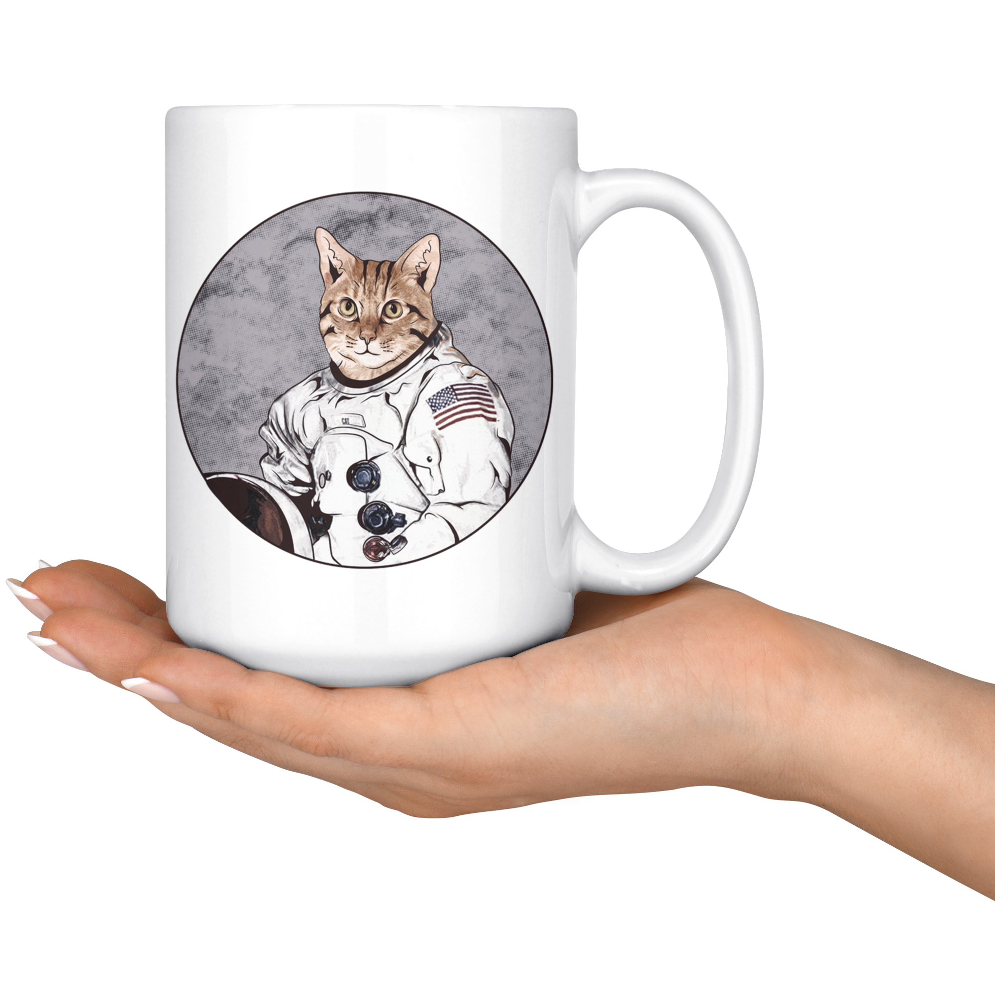 White 15oz Mug - Cat Astronaut
