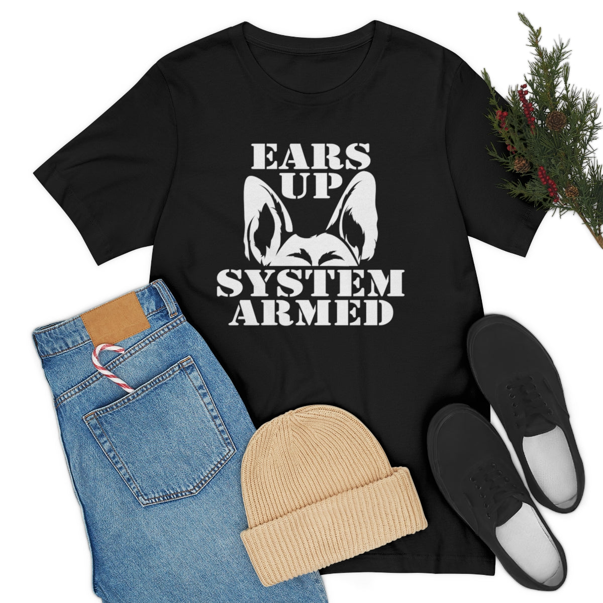 Ears Up System Armed German Shepherd TShirtSon UK