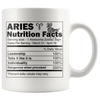 White 11oz Mug - Aries Nutrition Facts Mug