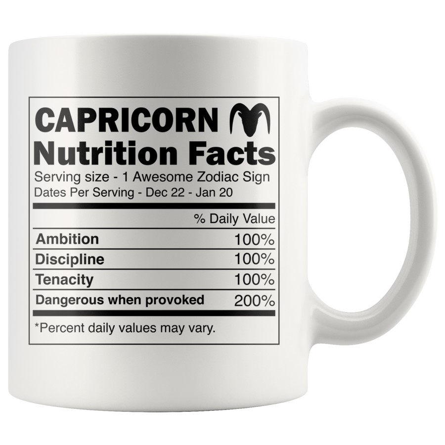 White 11oz Mug - Capricorn Nutrition Facts