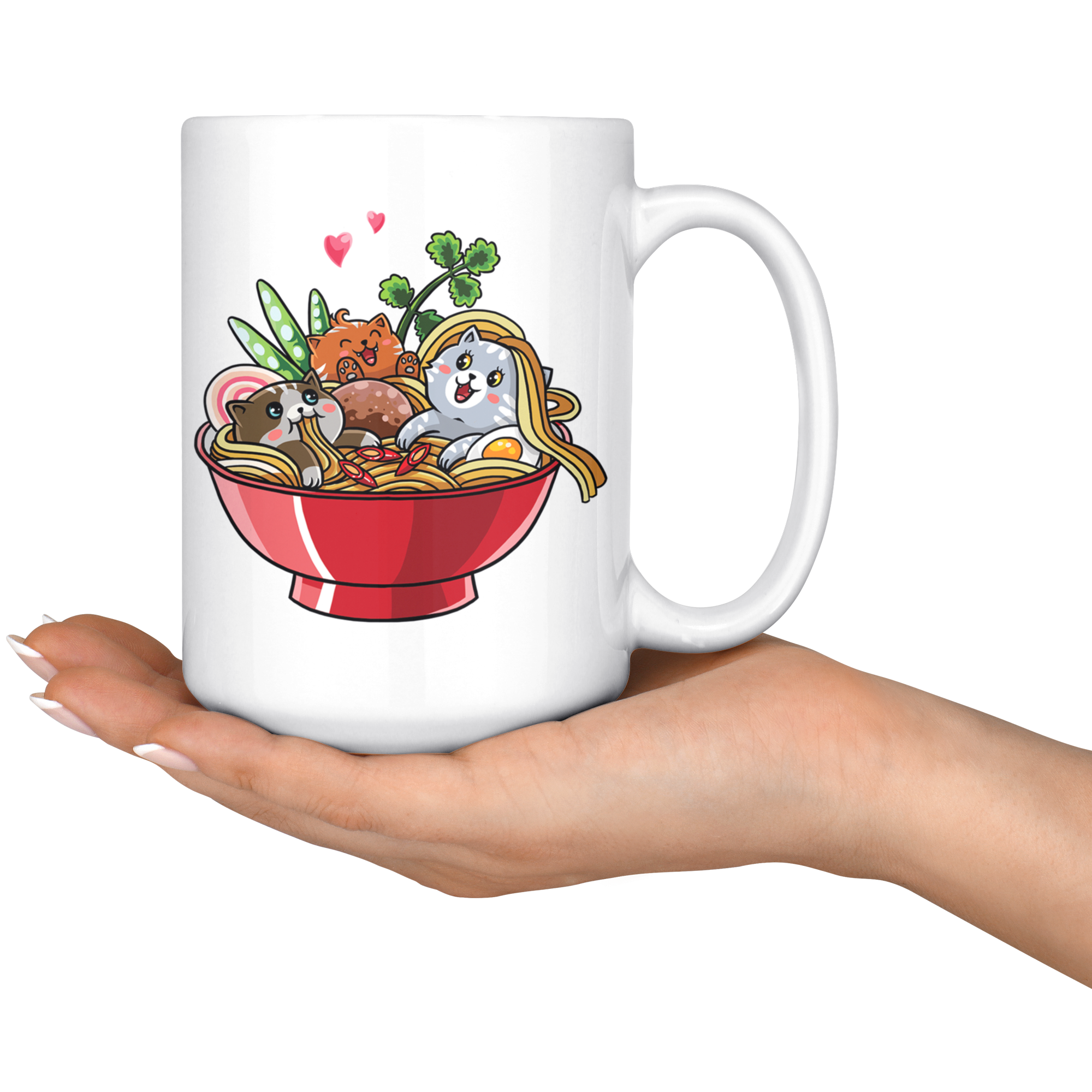 White 15oz Mug - Ramen Cat Noodles