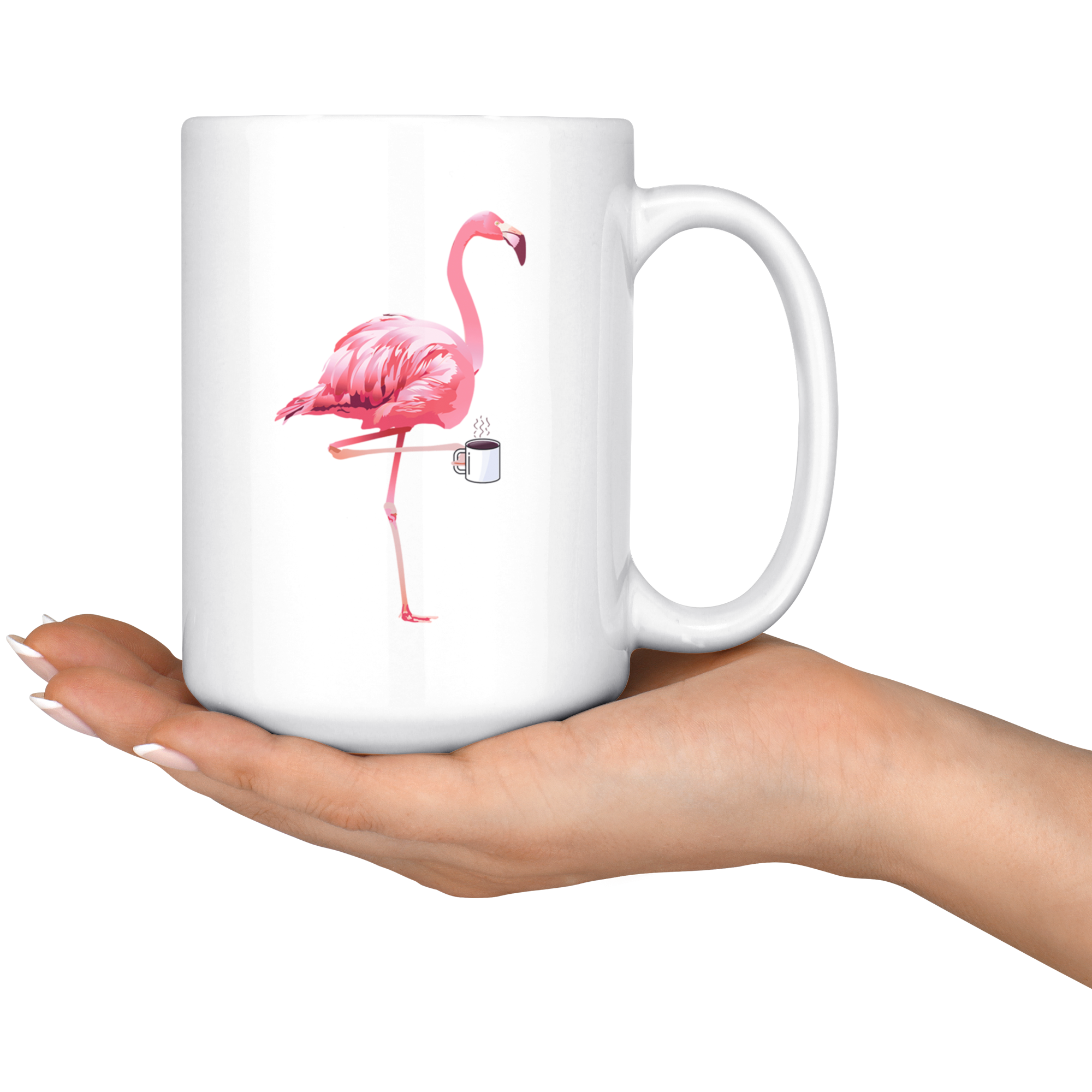 White 15oz Mug - Flamingo Coffee Mug