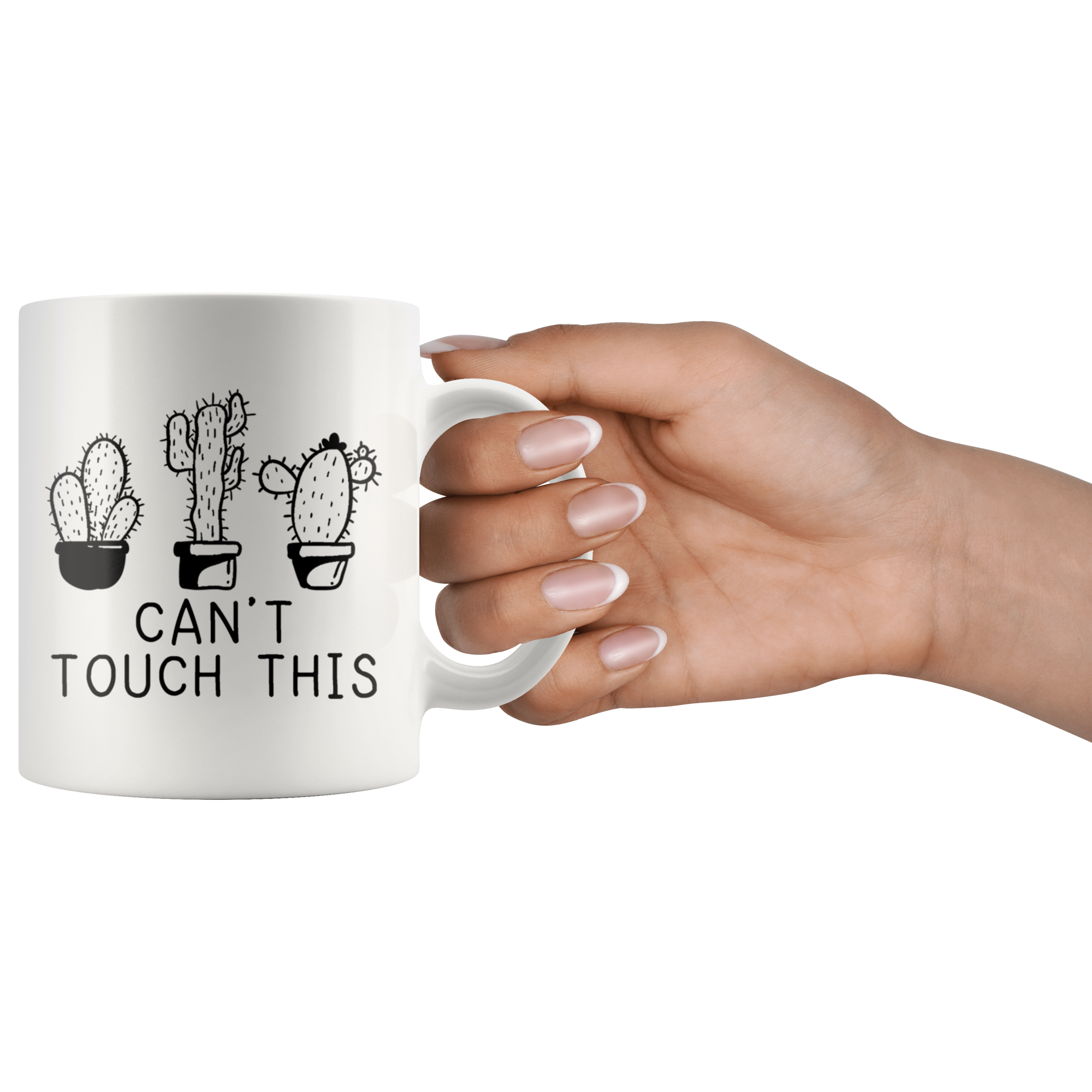 White 11oz Mug - Cactus Can't Touch This