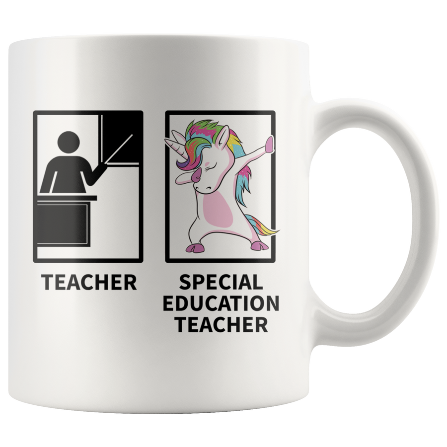 White 11oz Mug - Special Education Teacher Dabbing Unicorn