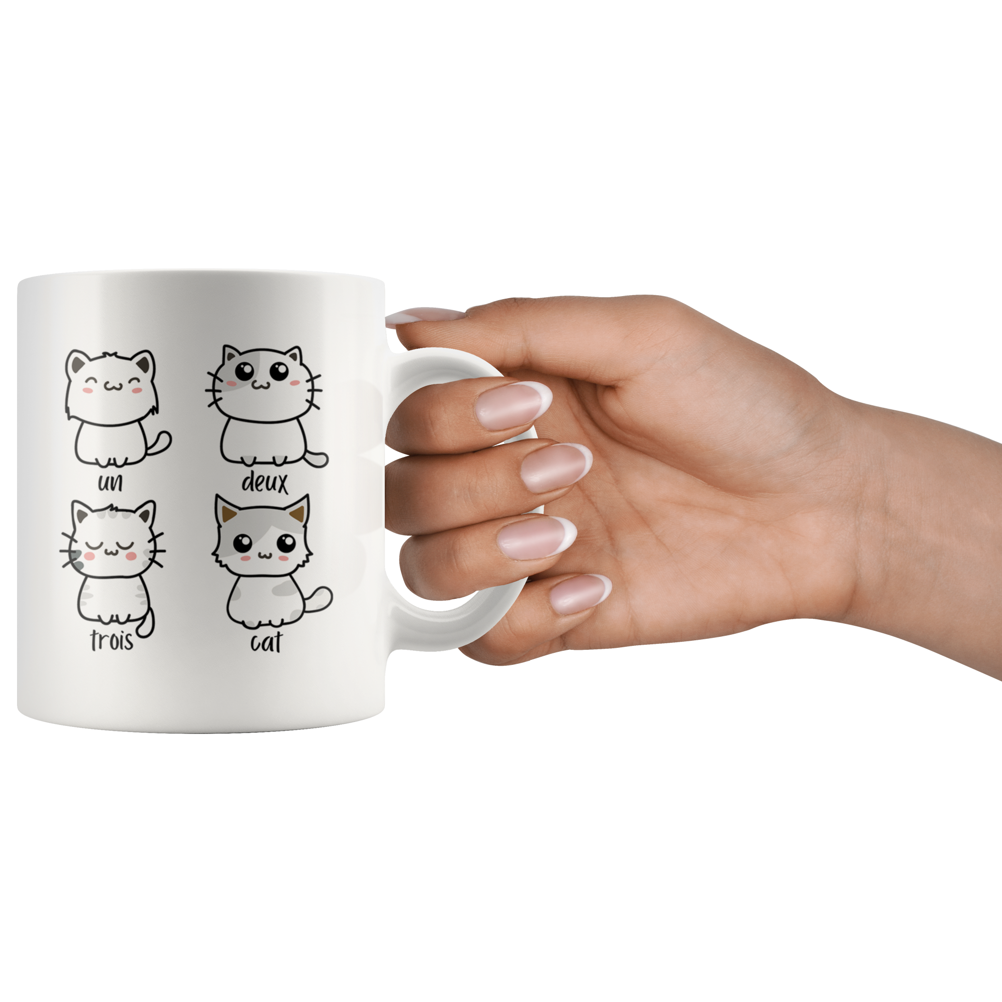 White 11oz Mug - Cat Un Deux Trois Mug