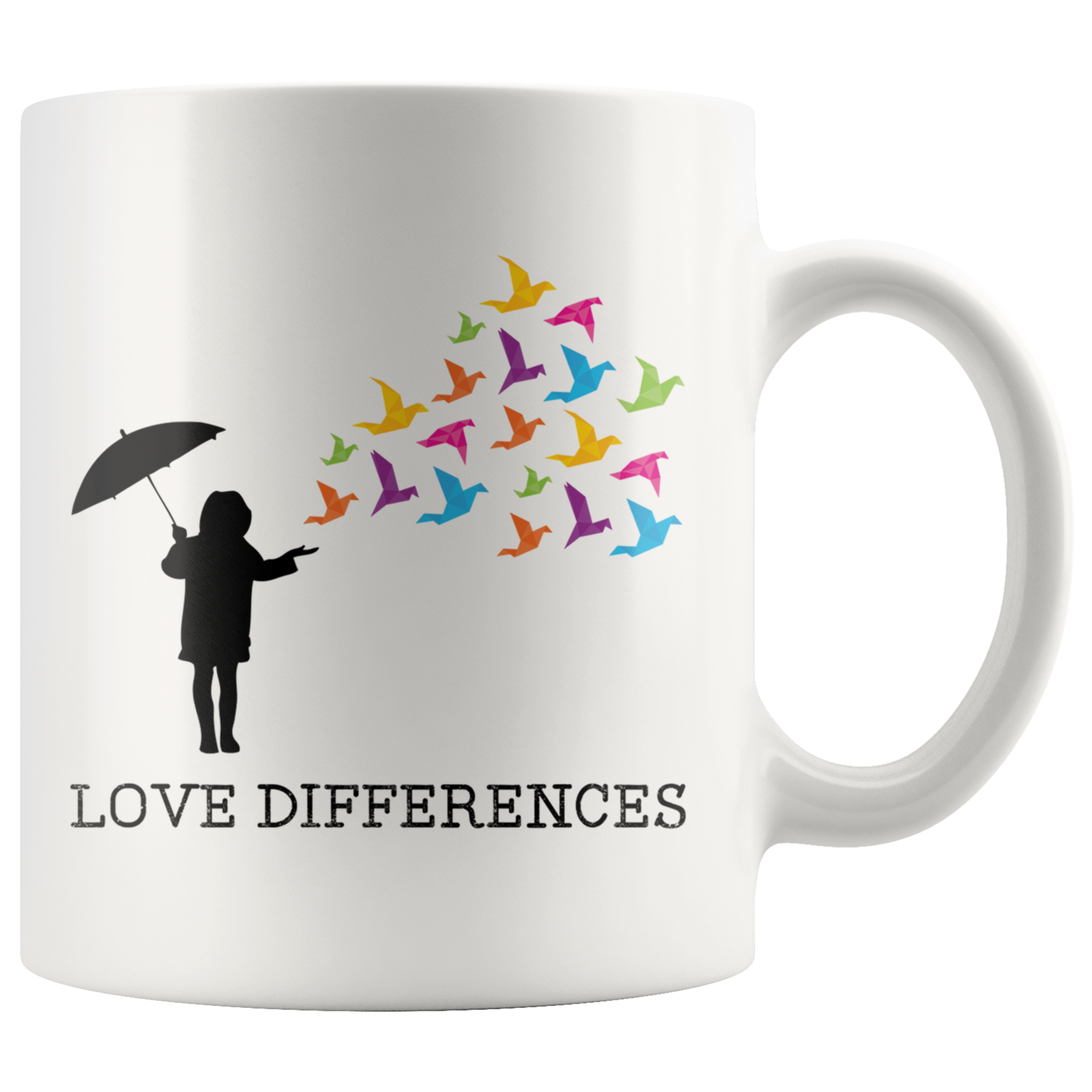 White 11oz Mug - Autism Love Differences Origami