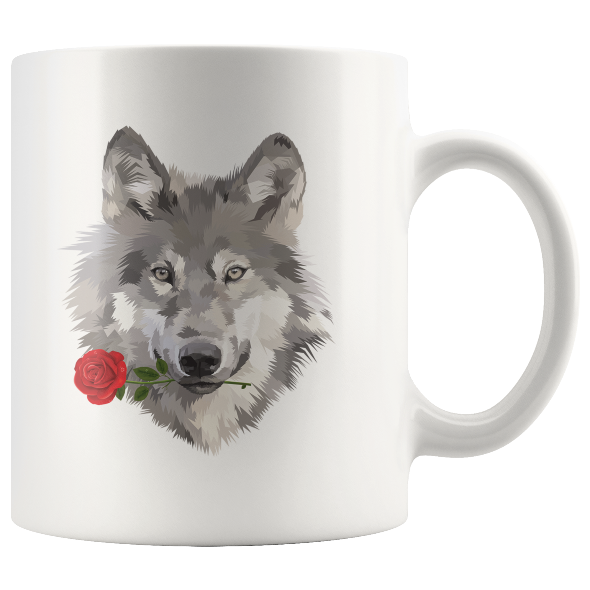 White 11oz Mug - Wolf Rose Mug