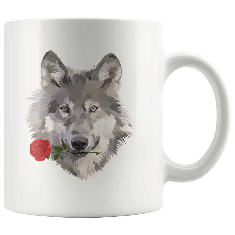 White 11oz Mug - Wolf Rose Mug